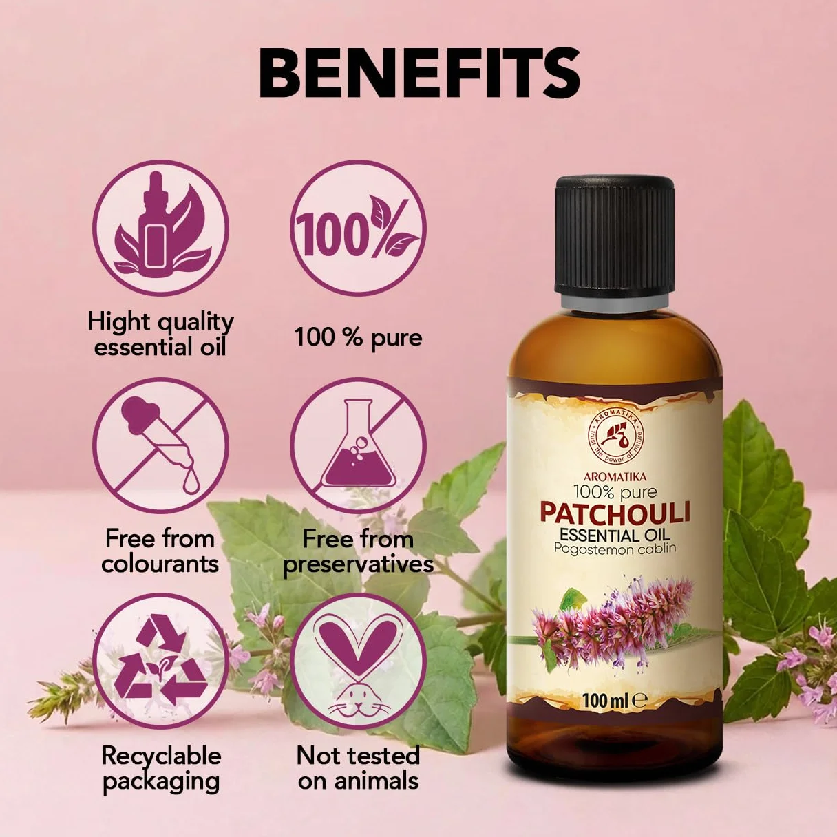 Olejek Eteryczny z Paczuli 100 ml Pogostemon Cablin Aromatyczny do Dyfuzora Aromaterapia