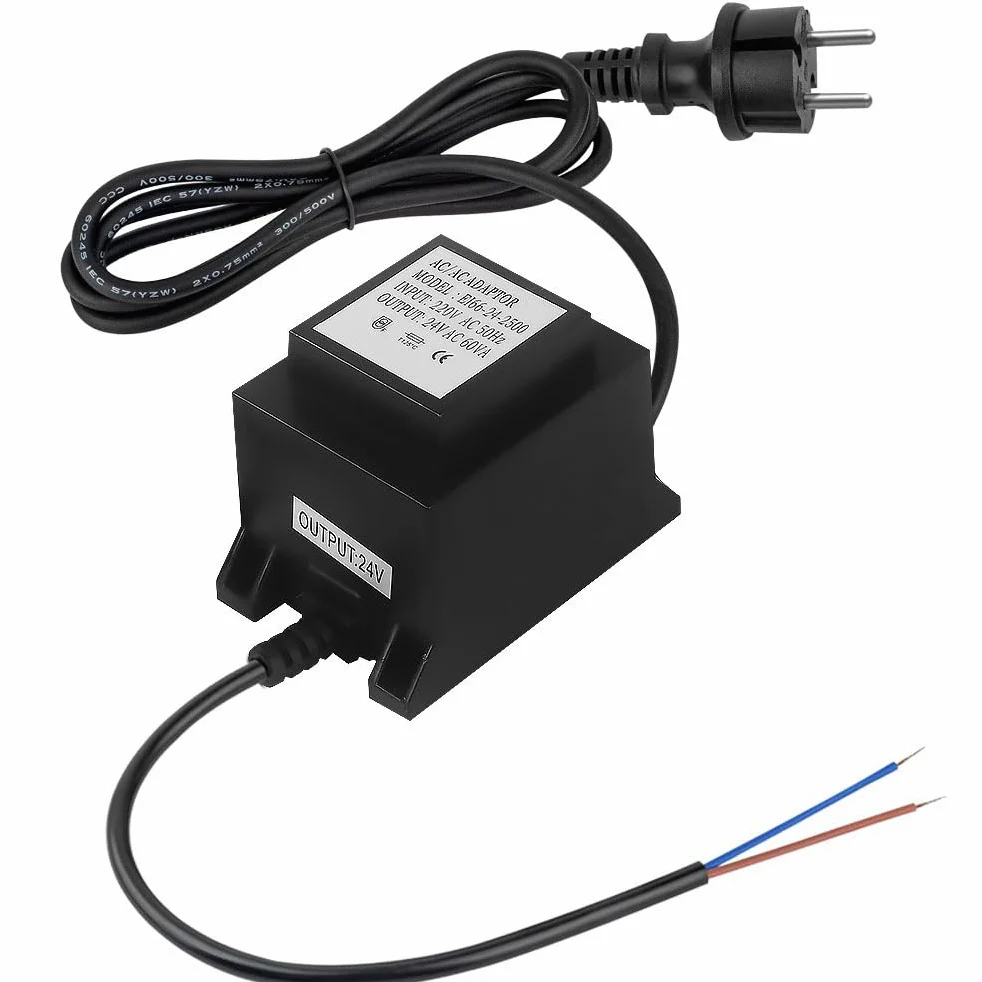Transformator LED 24 V, AC/AC 50 W zasilacz sieciowy 24 V, zewnętrzny zasilacz sieciowy IP68, transformator LED z wtyczką, 24 V do oświetlenia LED, pompy do stawu