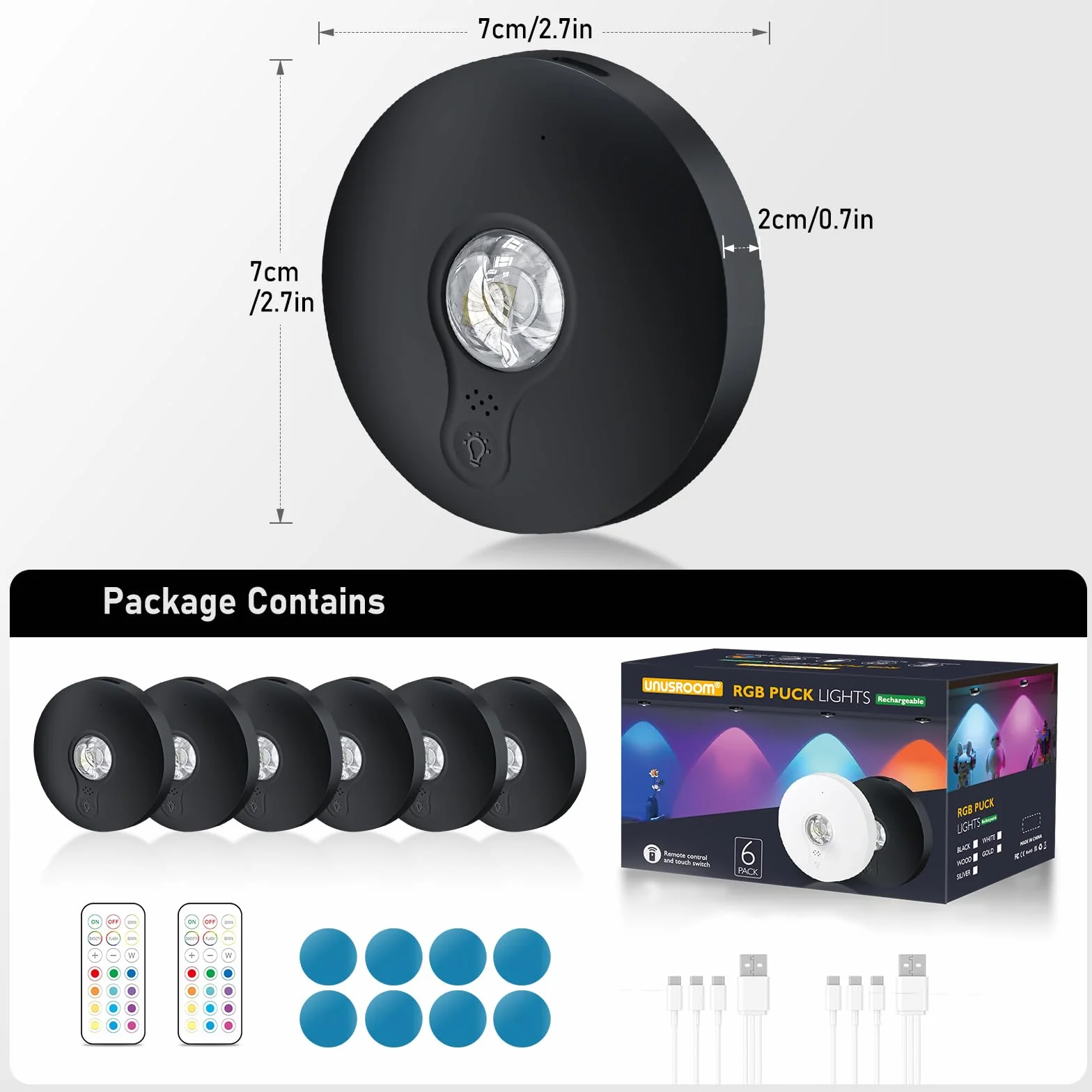Akumulatorowe lampki RGB z pilotem zdalnego sterowania, 2000 mAh o dużej pojemności, zasilanie bateryjne RGB, możliwość przyciemniania i mocowanie magnetyczne, bezprzewodowe oświetlenie do szafy na