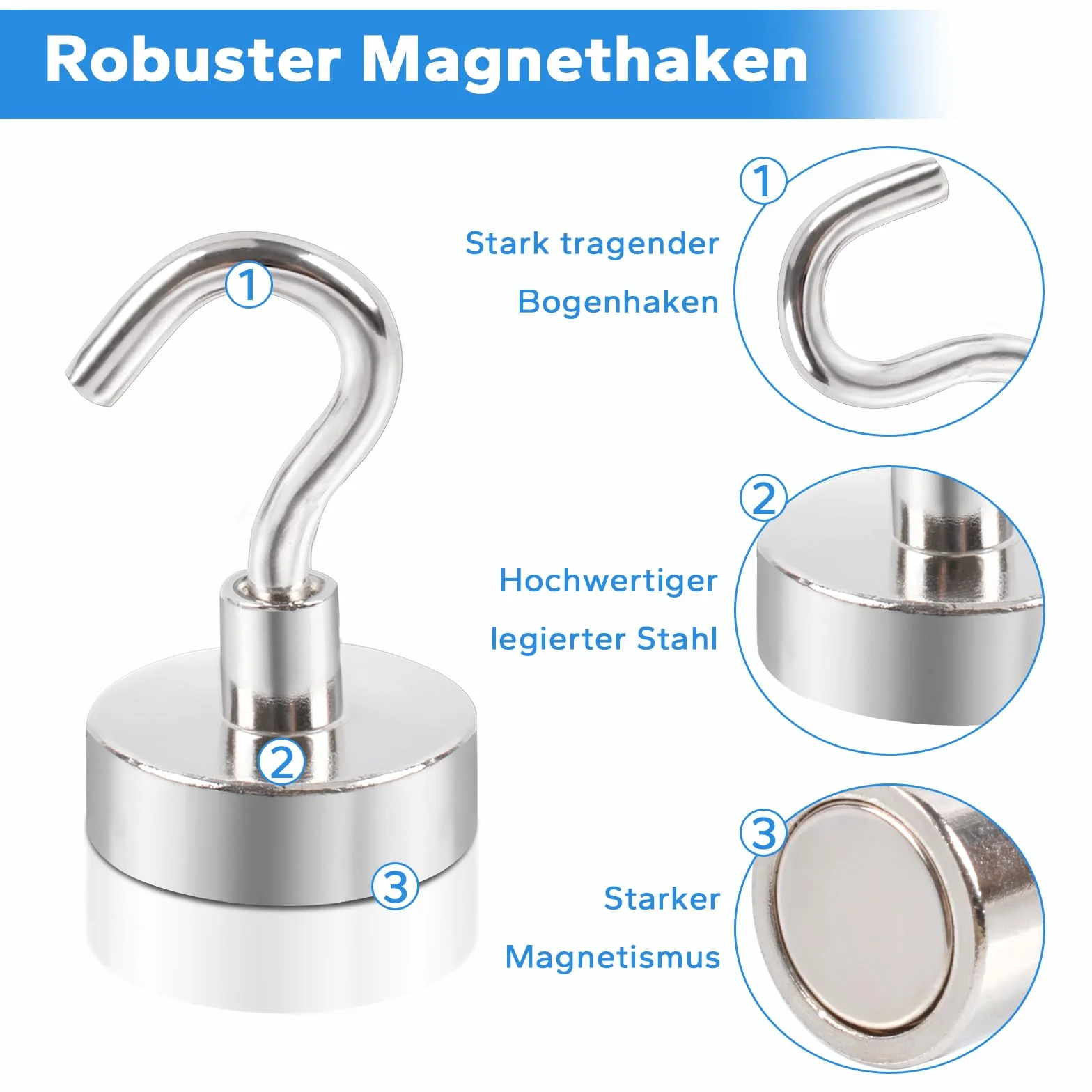 20 Sztuk Haczyki magnetyczne 10 kg silne magnesy z haczykami magnetyczne haczyki neodymowe do zawieszenia akcesoria kuchenne kemping 16 mm kolor srebrny