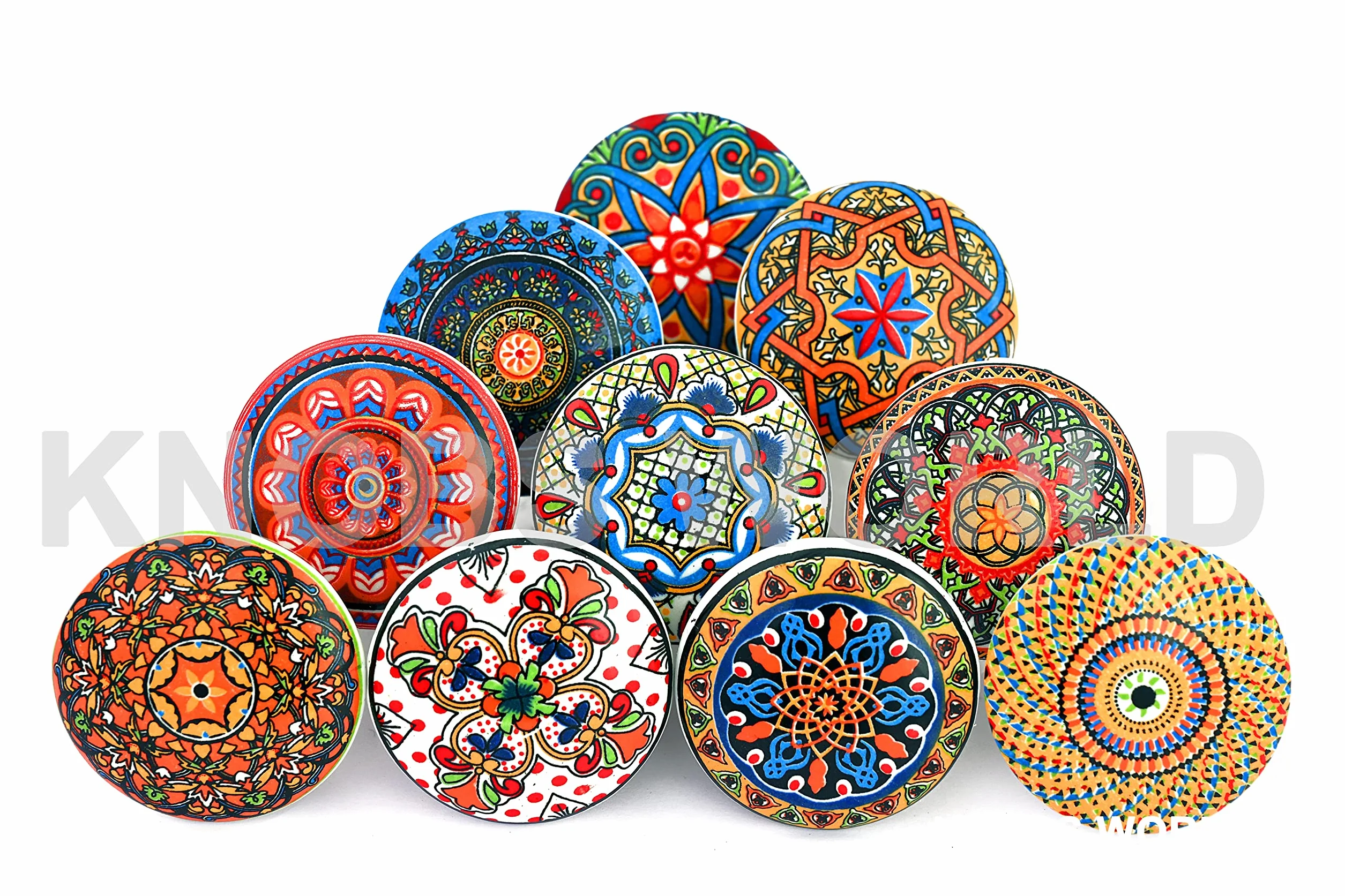 Uchwyty ceramiczne w stylu vintage z motywem kwiatowym, mieszane, do drzwi, szafki, szuflady, 10 szt., xfer