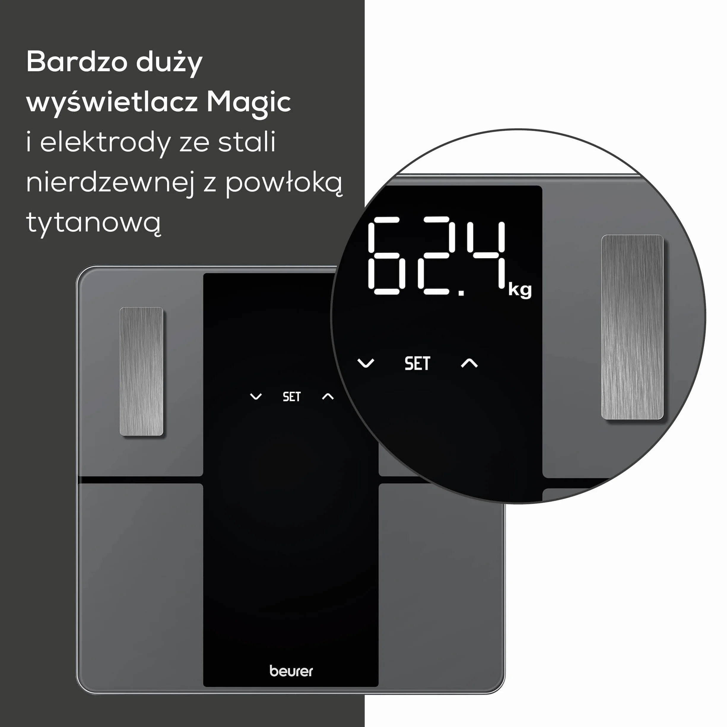 Beurer BF 500 cyfrowa waga łazienkowa Bluetooth pomiar tkanki tłuszczowej mięśni kalorii Apple Health