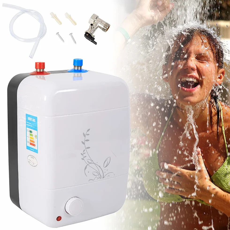 Instant podgrzewacz wody, 8 litrów, podgrzewacz przepływowy, bojler, gazowy podgrzewacz wody, odporny na ciśnienie, mały magazyn, 30-75°C, podgrzewacz przepływowy do umywalek lub zlewozmywaków
