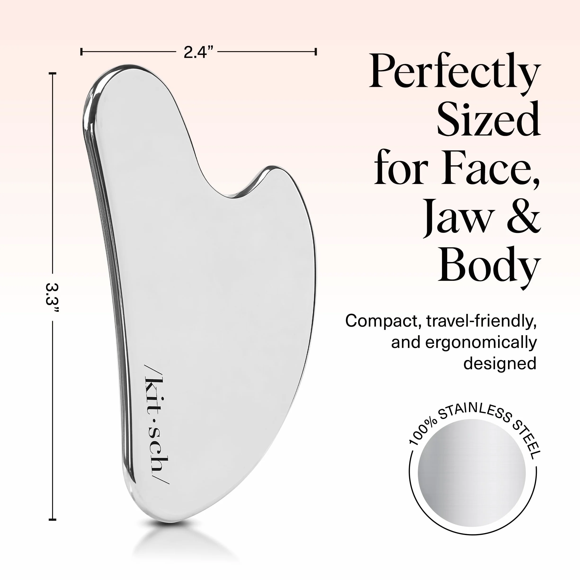Kitsch Gua Sha narzędzie do twarzy ze stali nierdzewnej, modelowanie linii szczęki, reduktor podwójnego podbródka