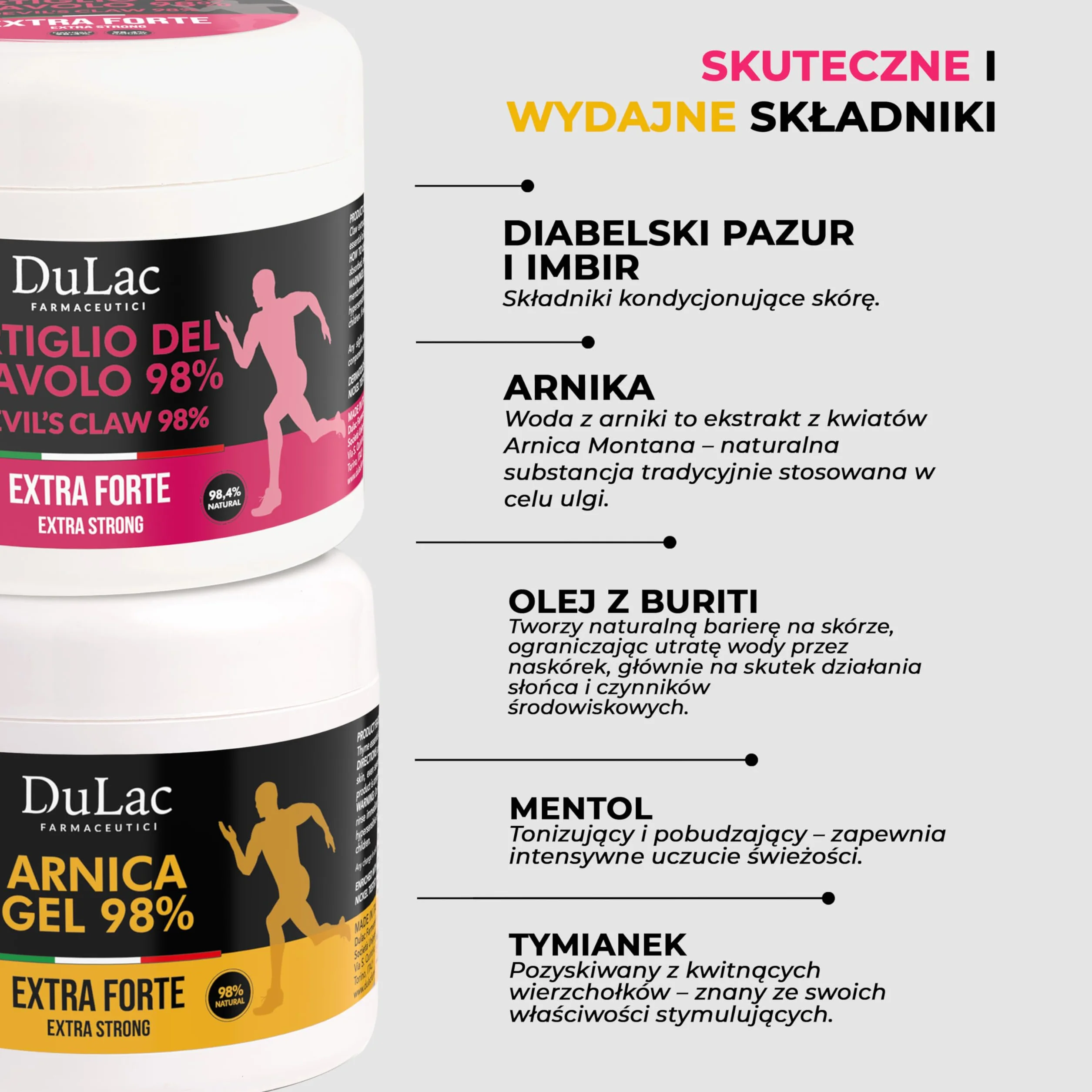 Diabelski Pazur 98% i Żel Arnikowy 98% Zestaw Krem-Żel do Ciała 2x500 ml, do Masażu Skóry Mięśni i Stawów, 1000 ml