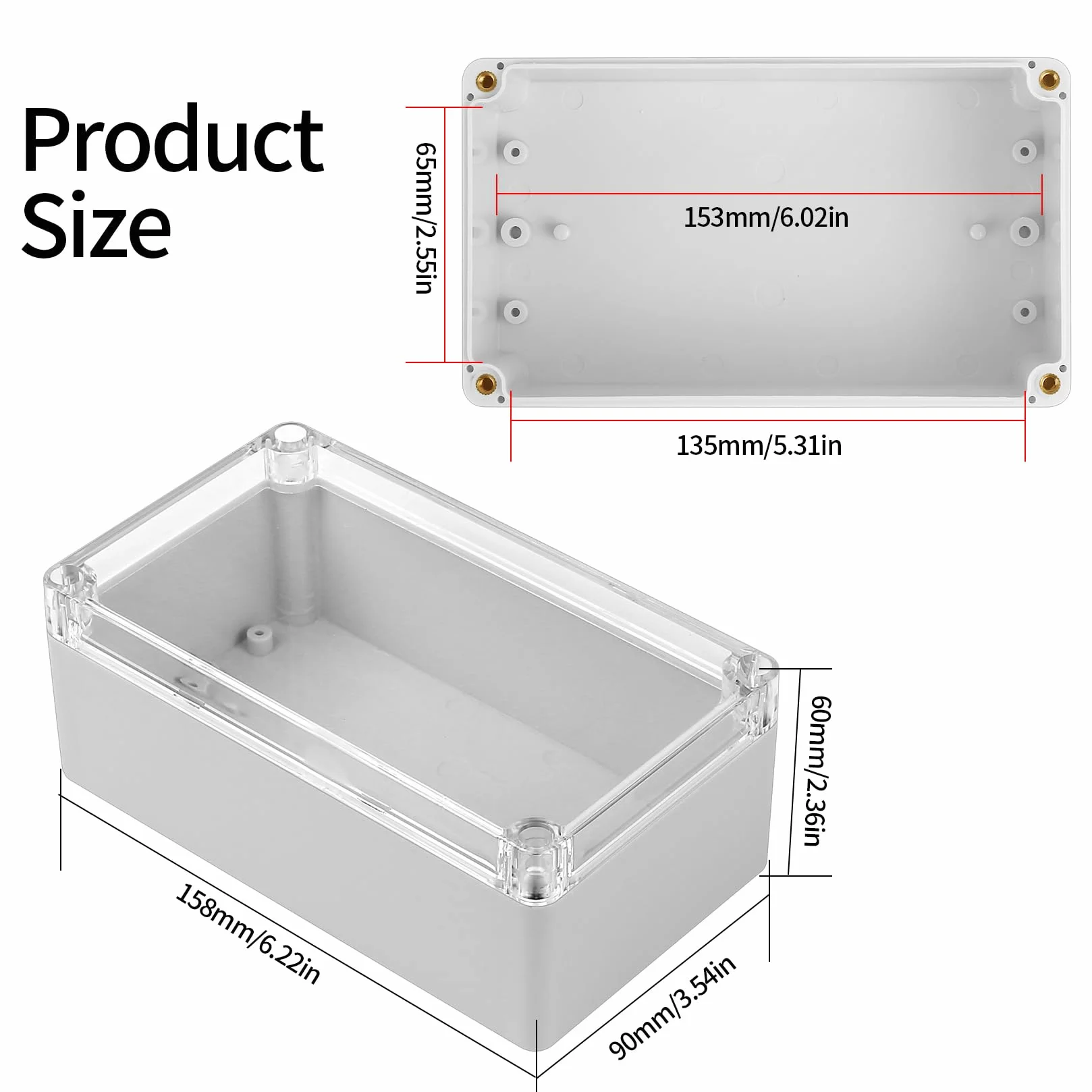 Plastikowa obudowa elektroniczna ABS, wodoszczelna IP65, pusta obudowa z tworzywa sztucznego z przezroczystą pokrywką, przemysłowa skrzynka przyłączeniowa, puszka rozdziel