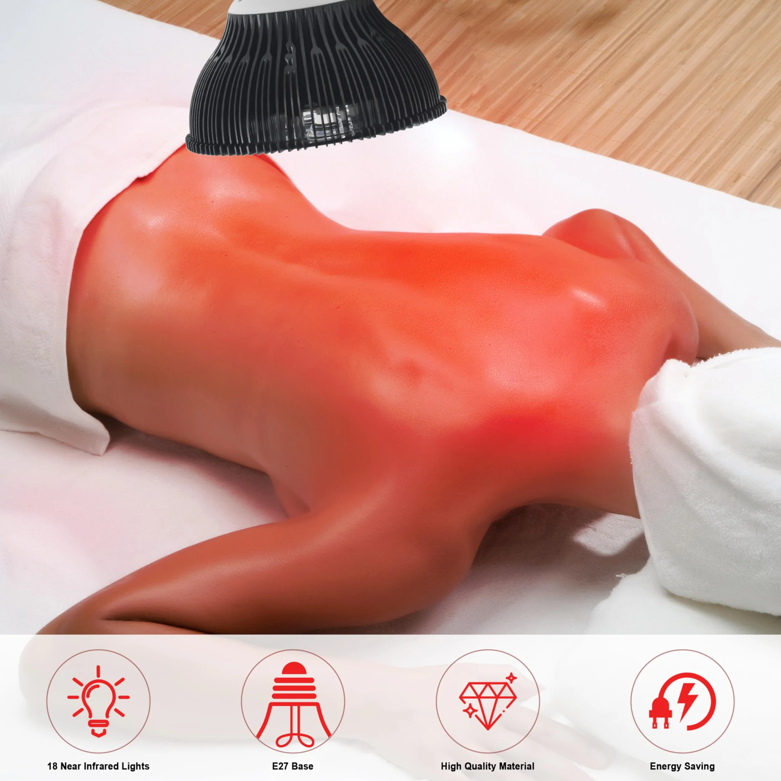 Elitzia 54W Terapia podczerwień Lampa na Bliskie światło podczerwieni 850nm Lampa ciepła na Bliskie światło podczerwieni dla poprawy krążenia krwi Zwalnia ból pleców ramion Terapia domowa ETPAR18F