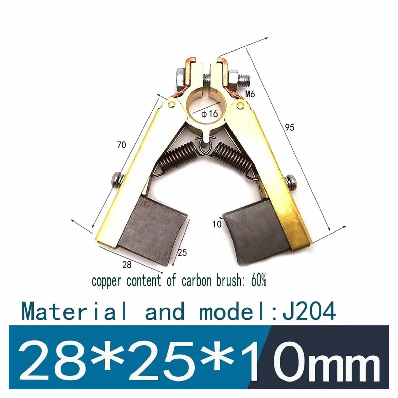 4-pak 10 x 32 mm Cu90 10 x 20 mm Cu60 10 x 25 mm Cu60 10 x 25 mm J204 uchwyt szczotki węglowej kształt nożycowy podwójna stopka nadaje się do elektronarzędzi (10 x 25 mm J204)