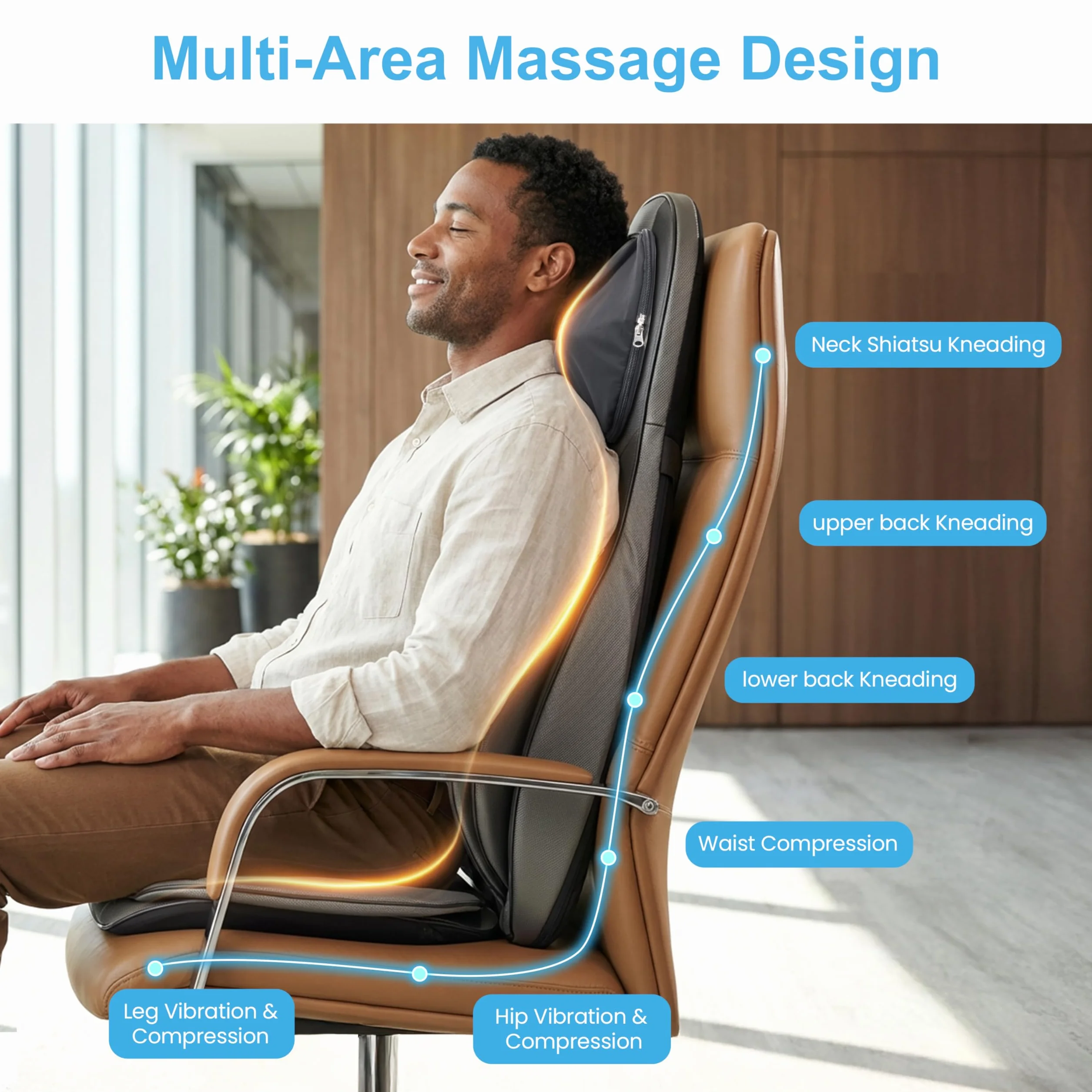 Comfier Shiatsu poduszka do masażu pleców i karku z ciepłem 2D/3D nakładka z regulowanym kompresem powietrznym