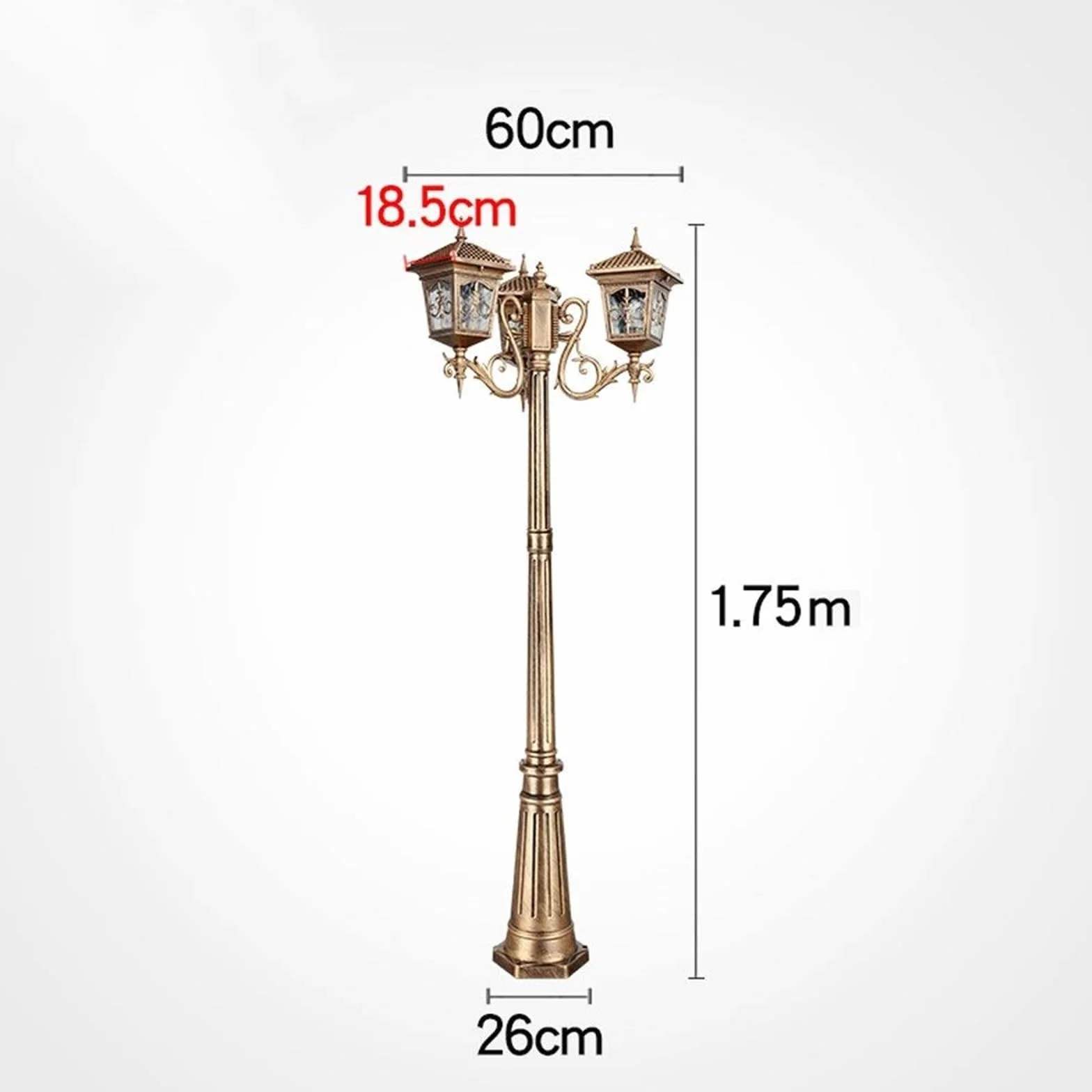 Lampy Solarne Na Słupku, Zewnętrzne Lampy Uliczne, 3-Światła, Europejska Tradycja, Wodoodporna Lampa Uliczna, Zewnętrzne Lampy Na Słupku, Antyczne Aluminium, Metal,Brown-2.05M