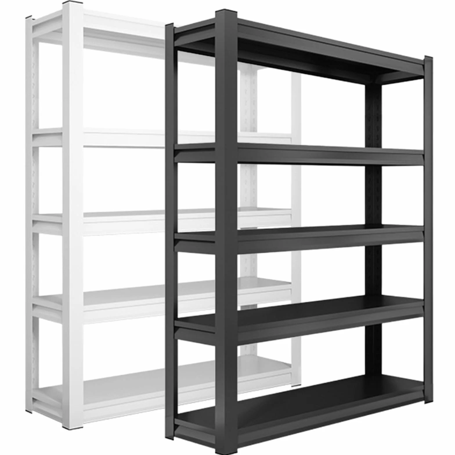 Wytrzymały 5-poziomowy stalowy regał 183 cm, regulowane metalowe półki do przechowywania, do garażu, magazynu i domu, wytrzymały, łatwy montaż, białe wykończenie, 99 cm szer. x 50 cm gł