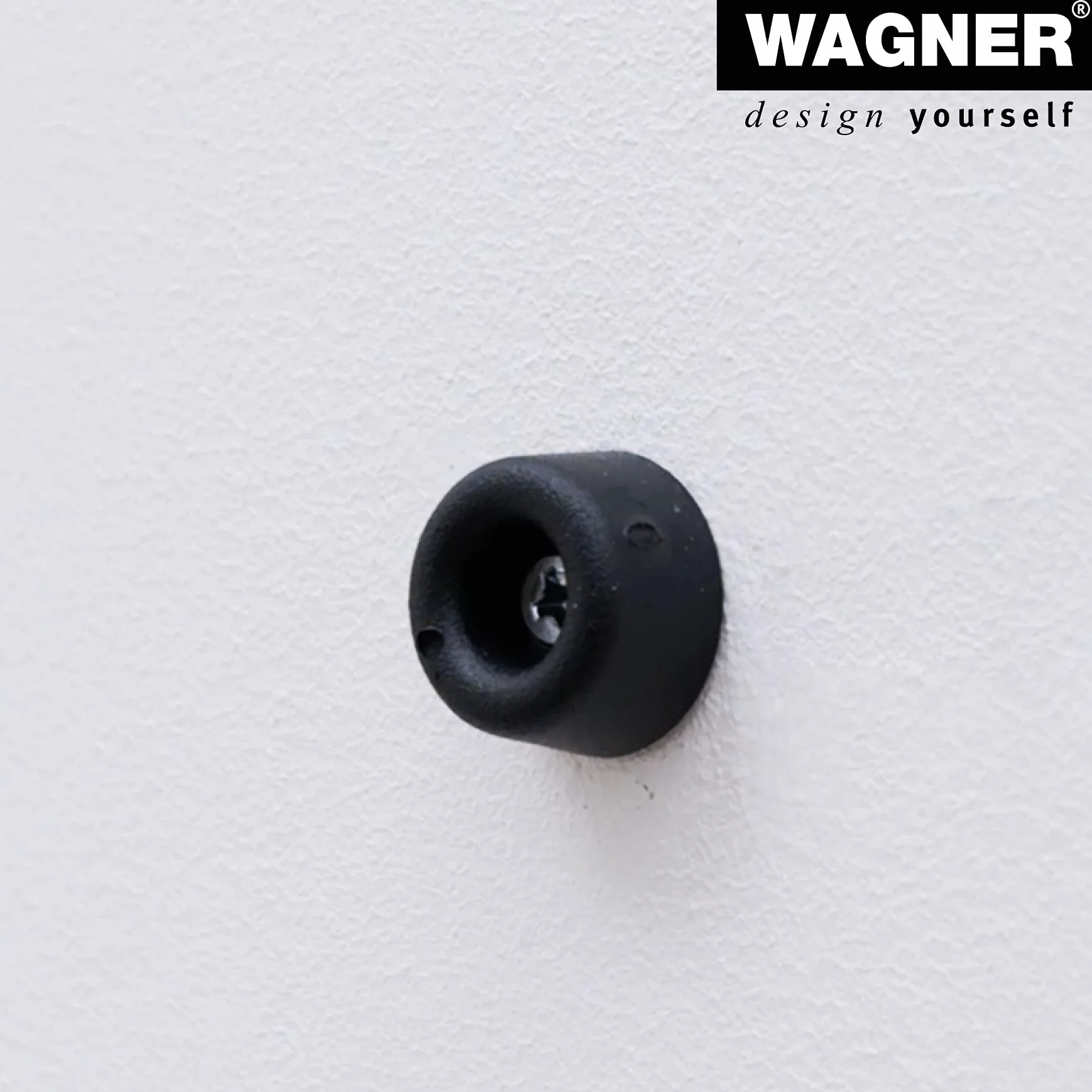 WAGNER Stoper do drzwi ściennych VULKANO MINI 4-częściowy zestaw - średnica Ø 20 x 10 mm, odbojniki z wysokiej jakości pełnej gumy, czarny, do wkręcania - 15501004