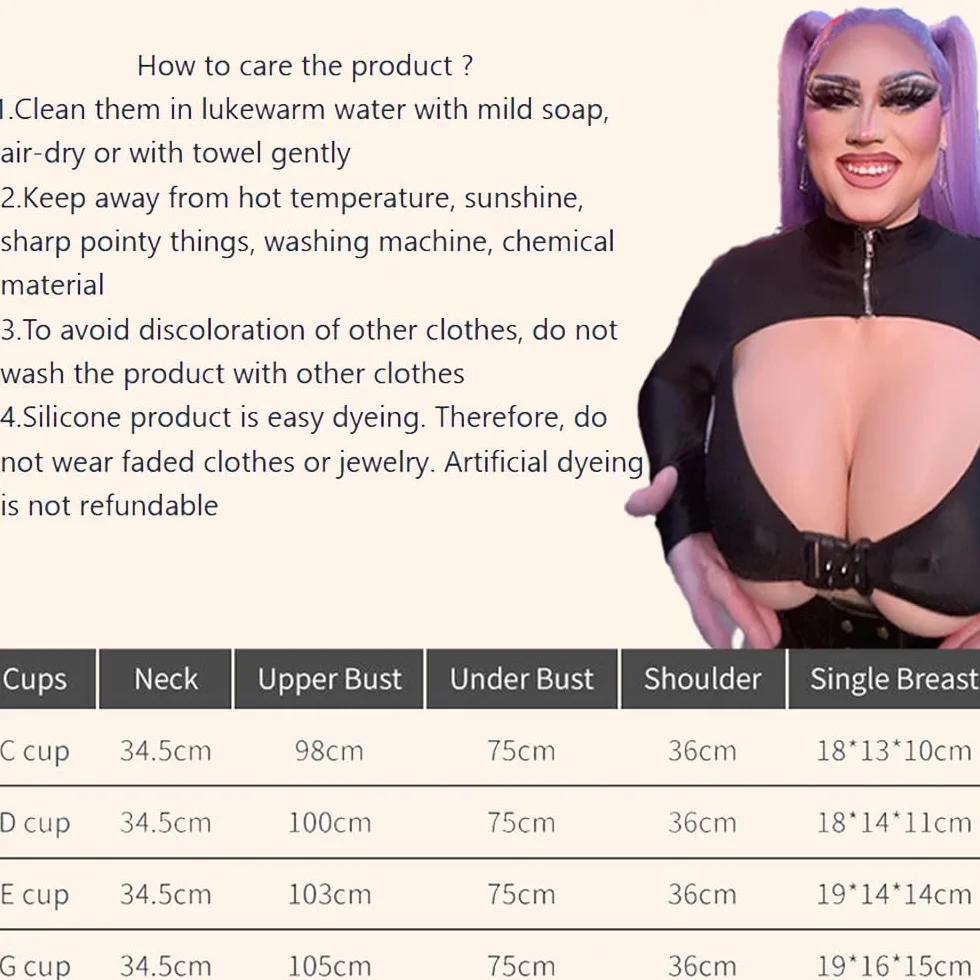 New 2nd Generation High Collar Silicone Chest C - G Cup Bielizna Crossdress Transvestiten Cosplay Dragqueen