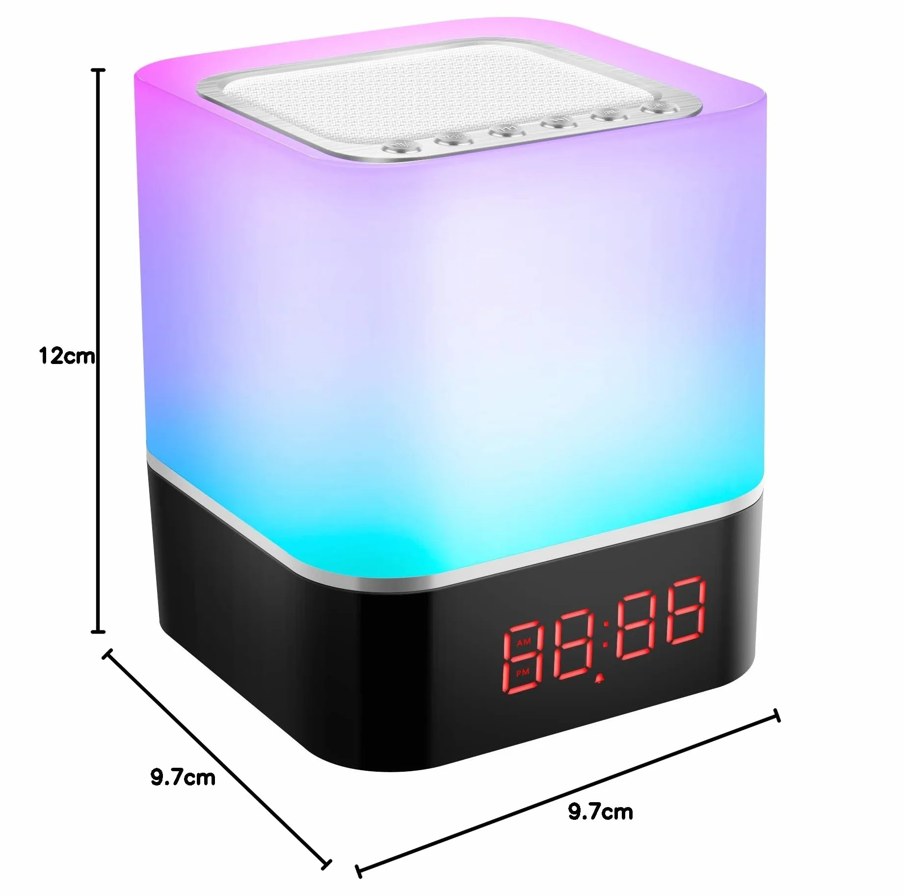 Głośnik Bluetooth 5 w 1 ze światłem, budzik świetlny RGB, zmiana kolorów, lampka nocna, dotykowa, ściemniana, budzik cyfrowy z USB, zestaw głośnomówiący, odtwarzacz MP3, fajne rzeczy dla