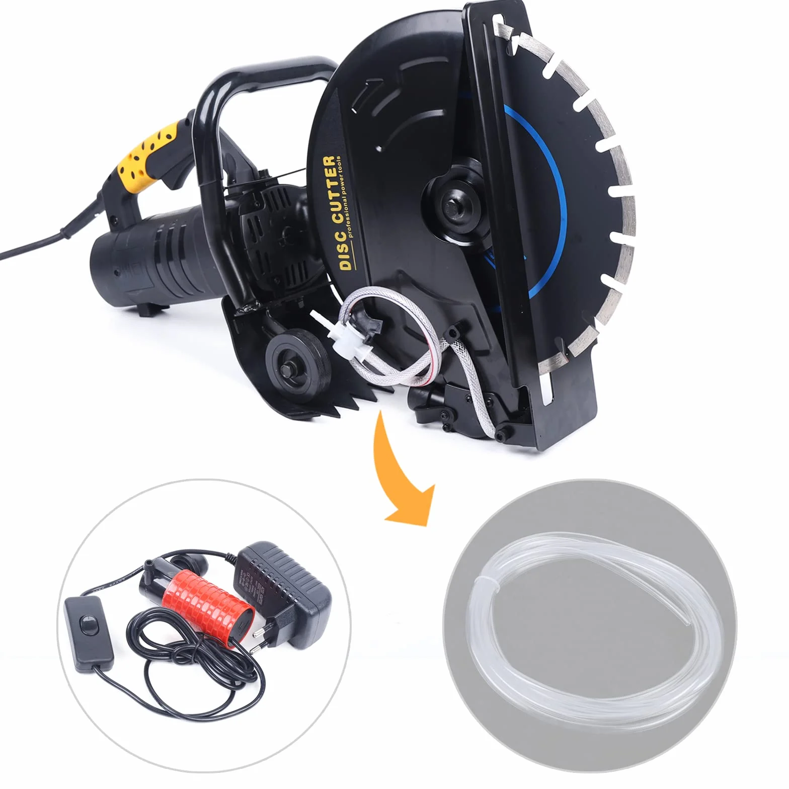 Ręczna piła tarczowa, 3200W 355mm Piła do betonu, 4800rpm Piła do drewna, szlifierka do betonu 4m długość kabla, maszyna do cięcia płytek 10 cm Głębokość rowka