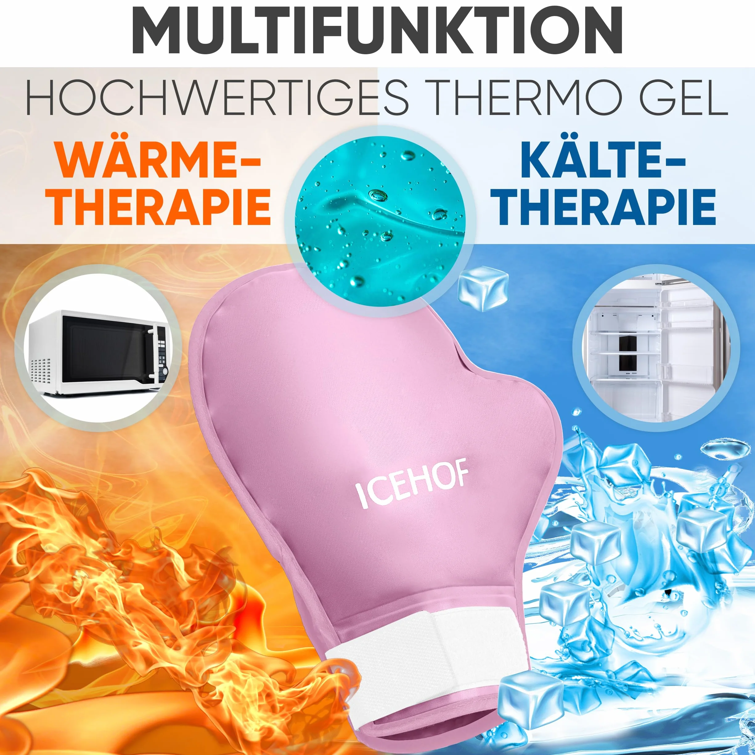 ICEHOF Rękawice chłodzące żelowe 2x na dłonie chemioterapia reumatyzm