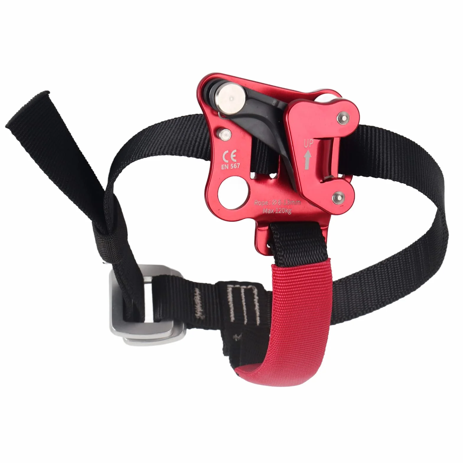 Alpinizm Foot Riser, 7075 Lotnictwo Aluminium Foot Ascender Odporność na korozję dla wspinaczki dla wspinaczy(Urządzenie wznoszące prawą nogę/czerwone),Inne artykuły do sportów ekstremalnych