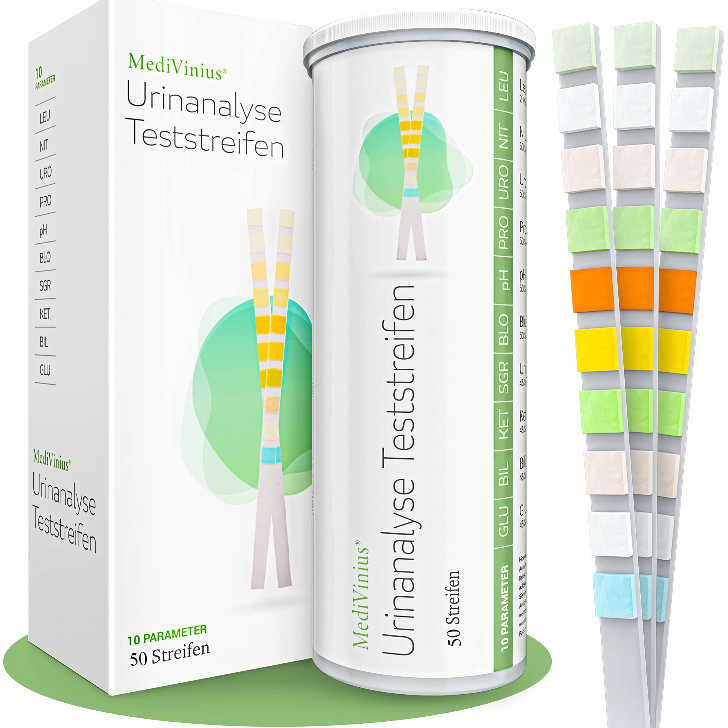 Paski testowe moczu z 10 wskaźnikami | 50 sztuk dla bezpiecznych rezultatów - test cukrzycy i ketozy na cukier moczowy i glukozę