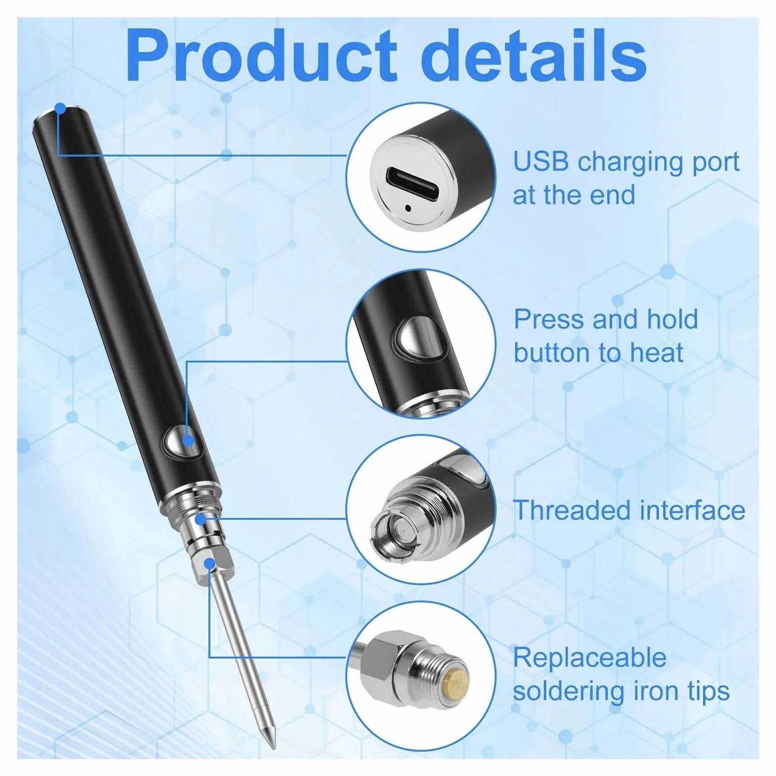 Bezprzewodowy Zestaw Lutownicy USB Szybkie Nagrzewanie Lutownica Z Grotami Lutowniczymi Regulacja Temperatury Narzędzie Do Naprawy Lutownicy