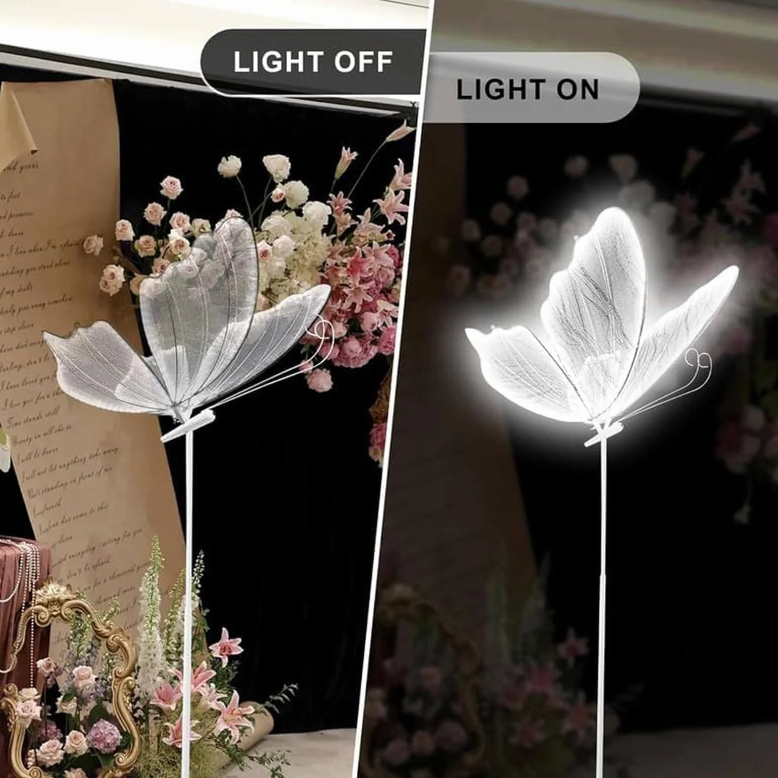 Lampa podłogowa z regulacją wysokości, nowoczesna lampka do czytania, skrzydła motyla LED, dekoracja do przejścia, patio, trawnika, stylowe ozdoby