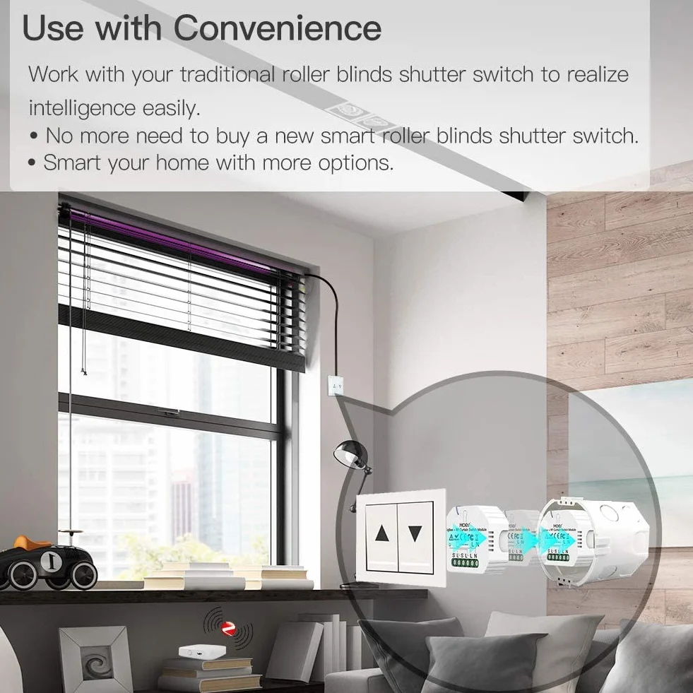 MOES Tuya Zigbee RF433 Inteligentny moduł przekaźnikowy do rolet do silnika rolet, Alexa Google Smart Life 【Wymagany hub Tuya ZigBee】