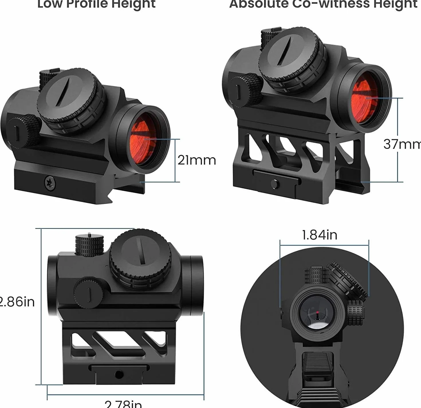 Feyachi V30 2MOA Celownik z czerwoną kropką i lupą M37 1.5X - 5X, Absolute Co-Witness