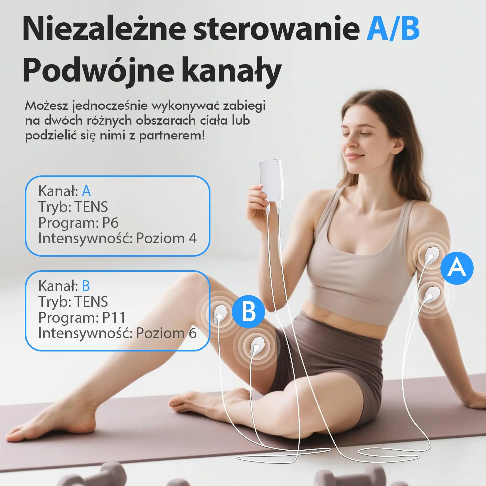 TENS EMS Urządzenie do Elektrycznej Stymulacji Mięśni 2 Kanały 36 Programów 10 Elektrod