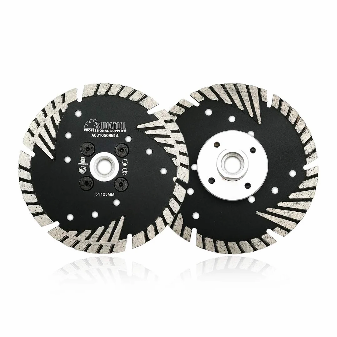 SHDIATOOL Diamentowe ostrze do cięcia z turboskośną ochroną zęby 2 szt. 125 mm x M14 do betonowej cegły granitowej marmuru muru