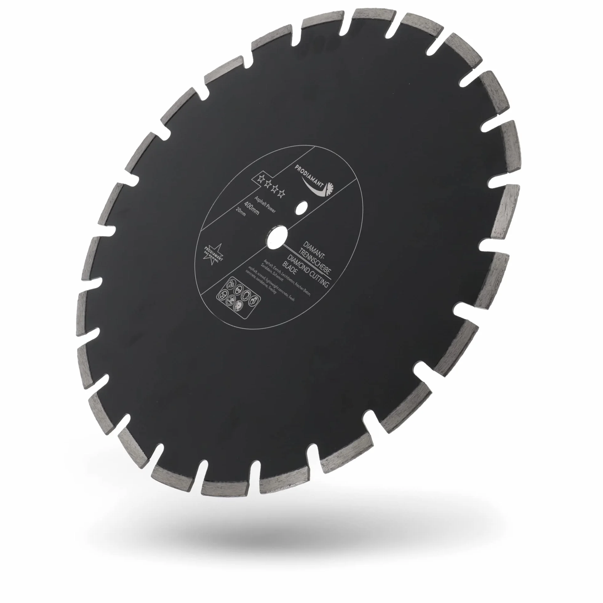 PRODIAMANT Tarcza diamentowa 400 mm x 20 mm ścierna do dróg, asfaltu, jastrychu, lekkiego betonu, świeżego betonu, piaskowca i szamotu