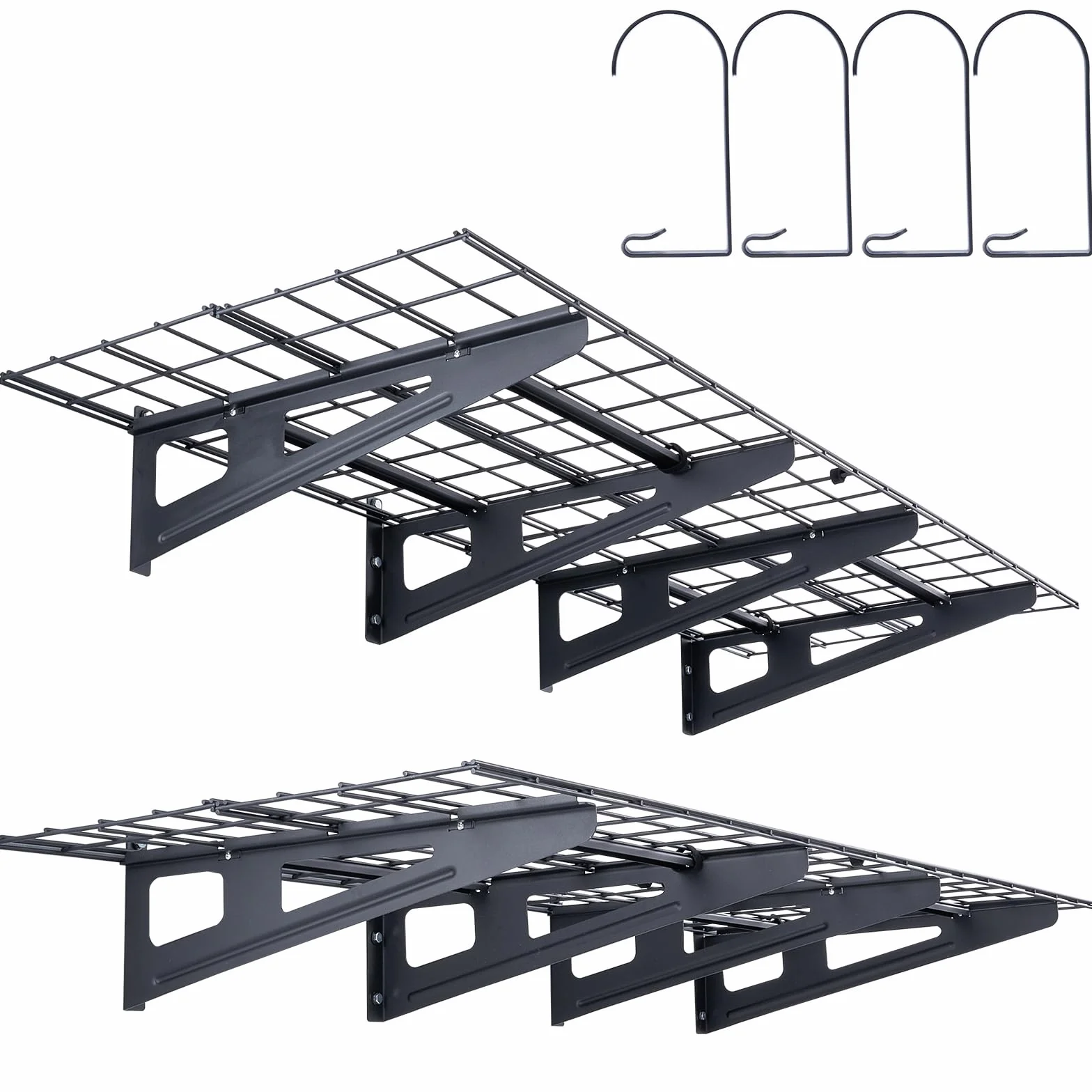 VEVOR Pływające półki ścienne do garażu, 122 x 61 cm, zestaw 2 sztuk, duża powierzchnia użytkowa, obciążenie 227 kg na metalowy wieszak na narzędzia, do sklepów, garaży, magazynów