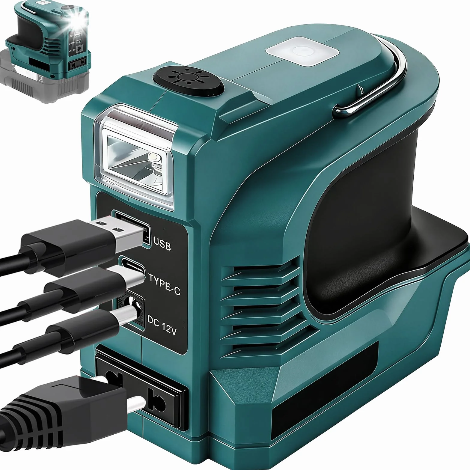 220W Inwerter akumulatorowy Kompatybilny z akumulatorem Makita 18V, DC 18V na AC 220V Przetwornica napięcia, Inwerter gniazdkowy z USB Type-C, Lampa LED 200LM Gniazdko Inwerter zasilania (220W dla