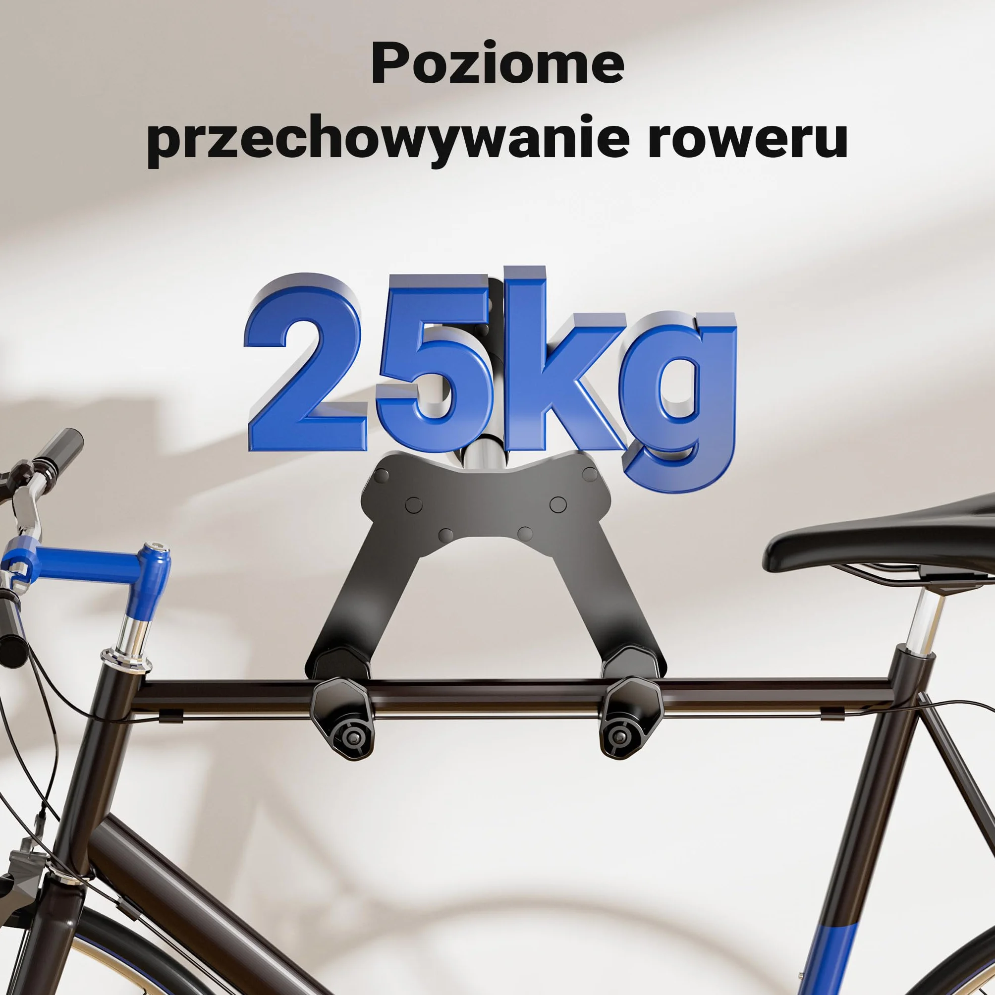 Wiltec Uchwyt naścienny na rower, z regulowaną szerokością do kierownicy maks. 77 cm, ze stali, wieszak rowerowy do 25 kg nośności z paskiem na koło