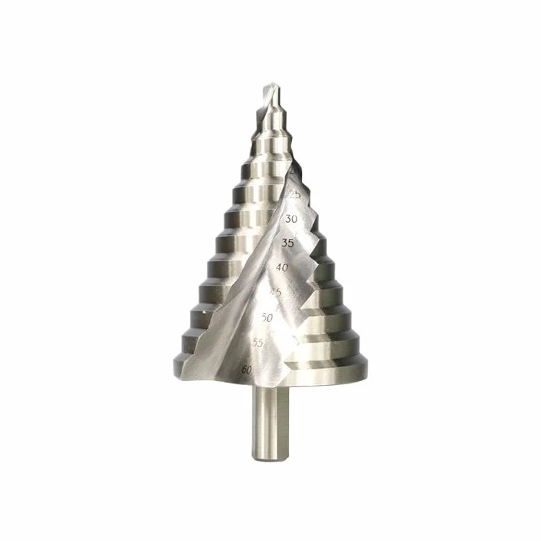 1 szt. Wiertło stopniowe 6-60mm rowek spiralny HSS stalowy wycinak do otworów do drewna narzędzia do wiercenia w metalu wiertło stożkowe stopniowe(1pc 6-60mm)