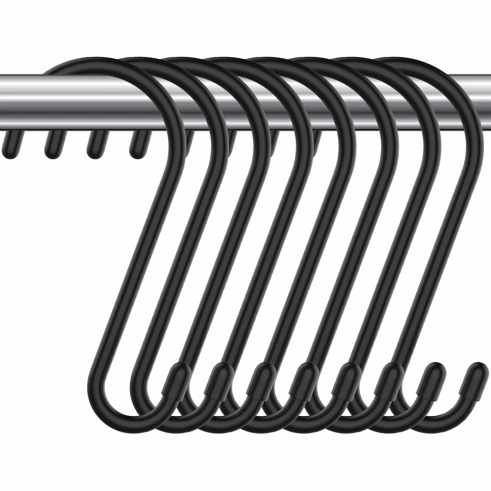 RVLZKCPG 8 sztuk haków S, duże, 15 cm, ze stali nierdzewnej, do zawieszenia, obciążenie do 30 kg, haczyki S, czarne, powlekane winylem, haki metalowe, odporne na rdzę, do kuchni, łazienki, sypialni