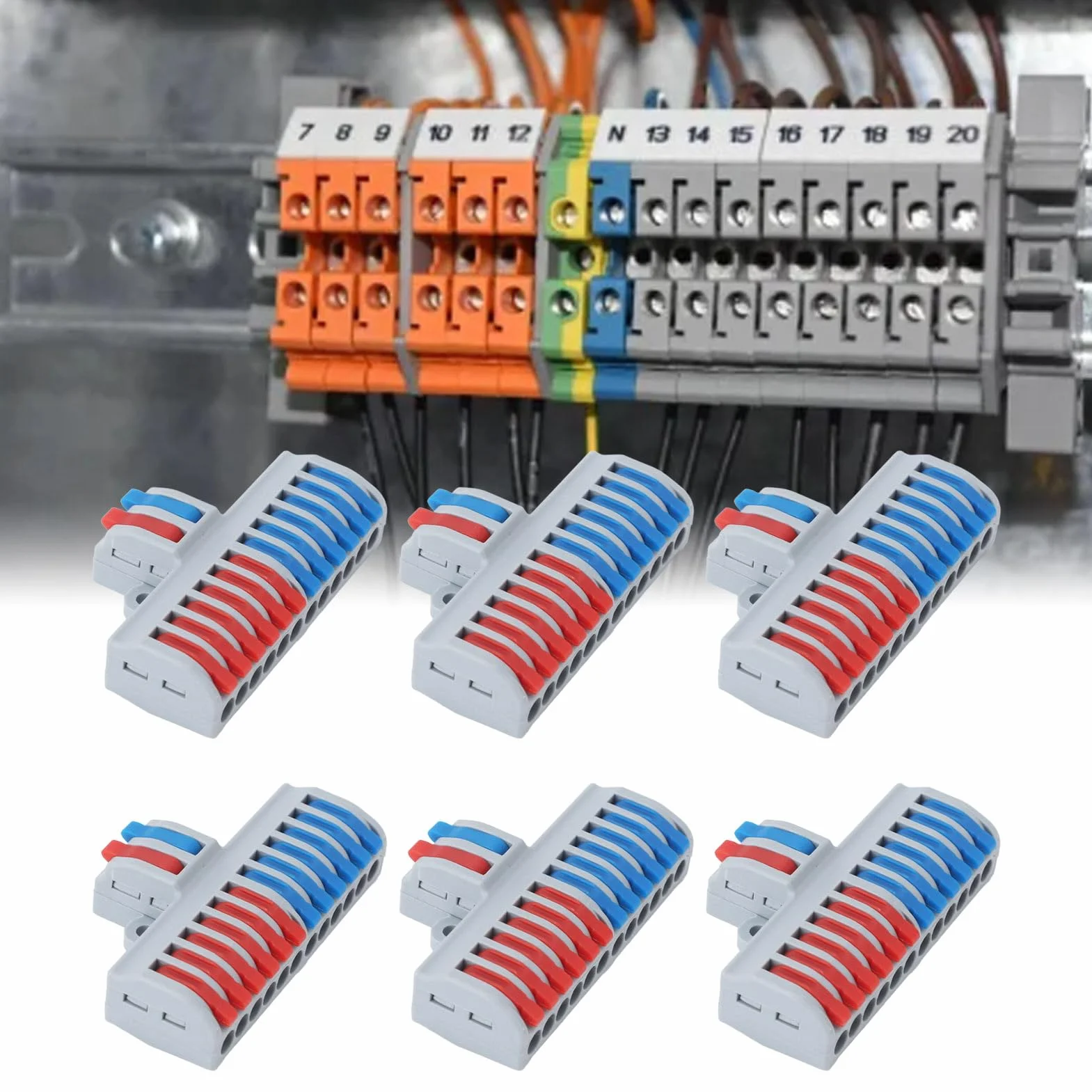 6 szt. Złącze Przewodu Dźwigniowego Listwy Zaciskowe na szynę DIN 2 na 12 wyjść DIY Złącza Przewodów do łączenia do Lamp Sprzęt AGD Oświetlenie Sterowanie Elektryczne