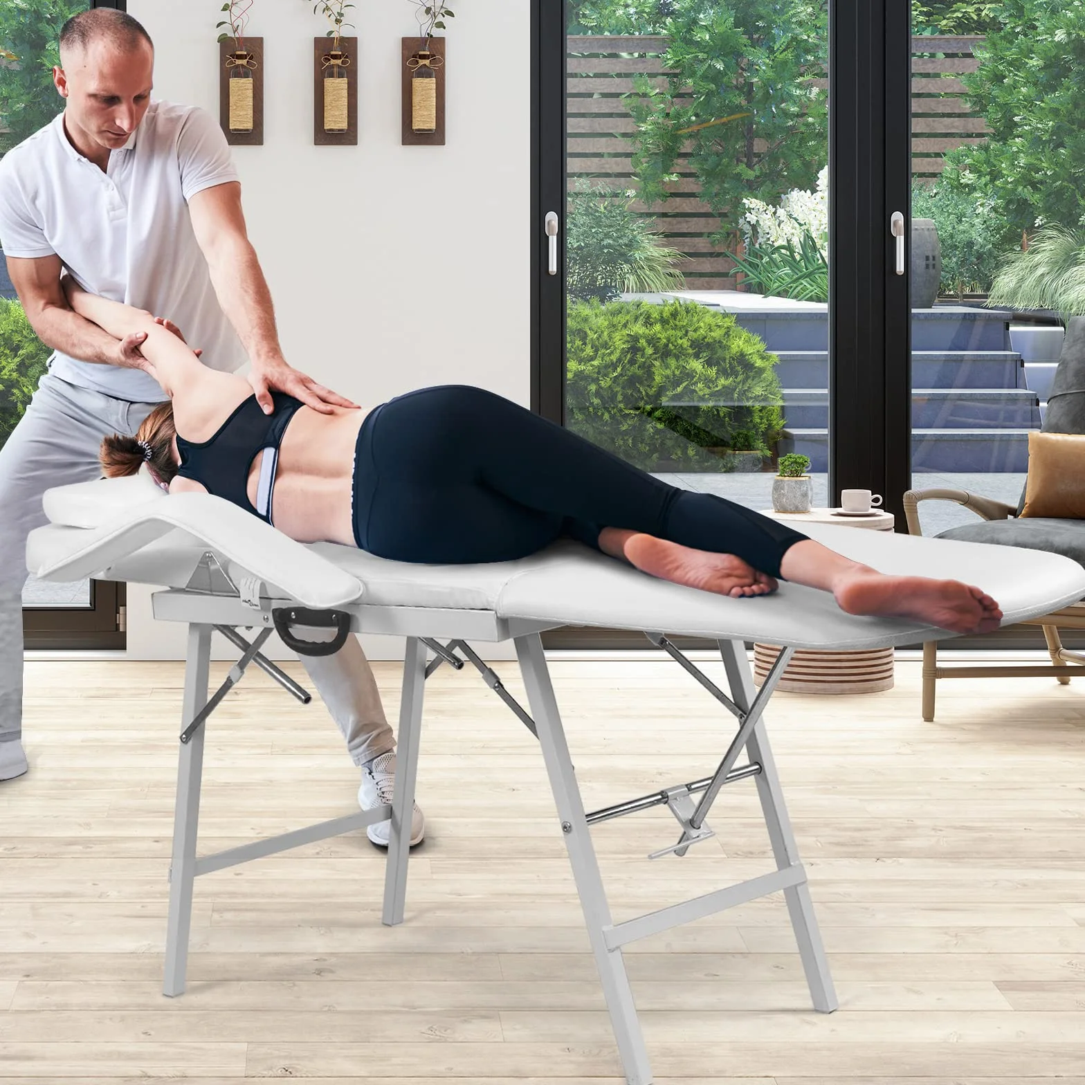 Goplus Stół do masażu, łóżko do masażu spa, składany, biały
