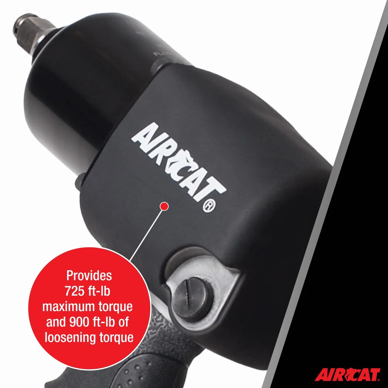 AIRCAT 1460-XL klucz udarowy z twardym uderzeniem, 1/5.1 cm, czarny