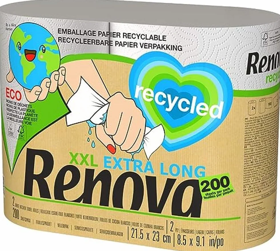 Renova Xxl Extra Long 200092167 Ręcznik Papierowy, Biały, 2 sztuki