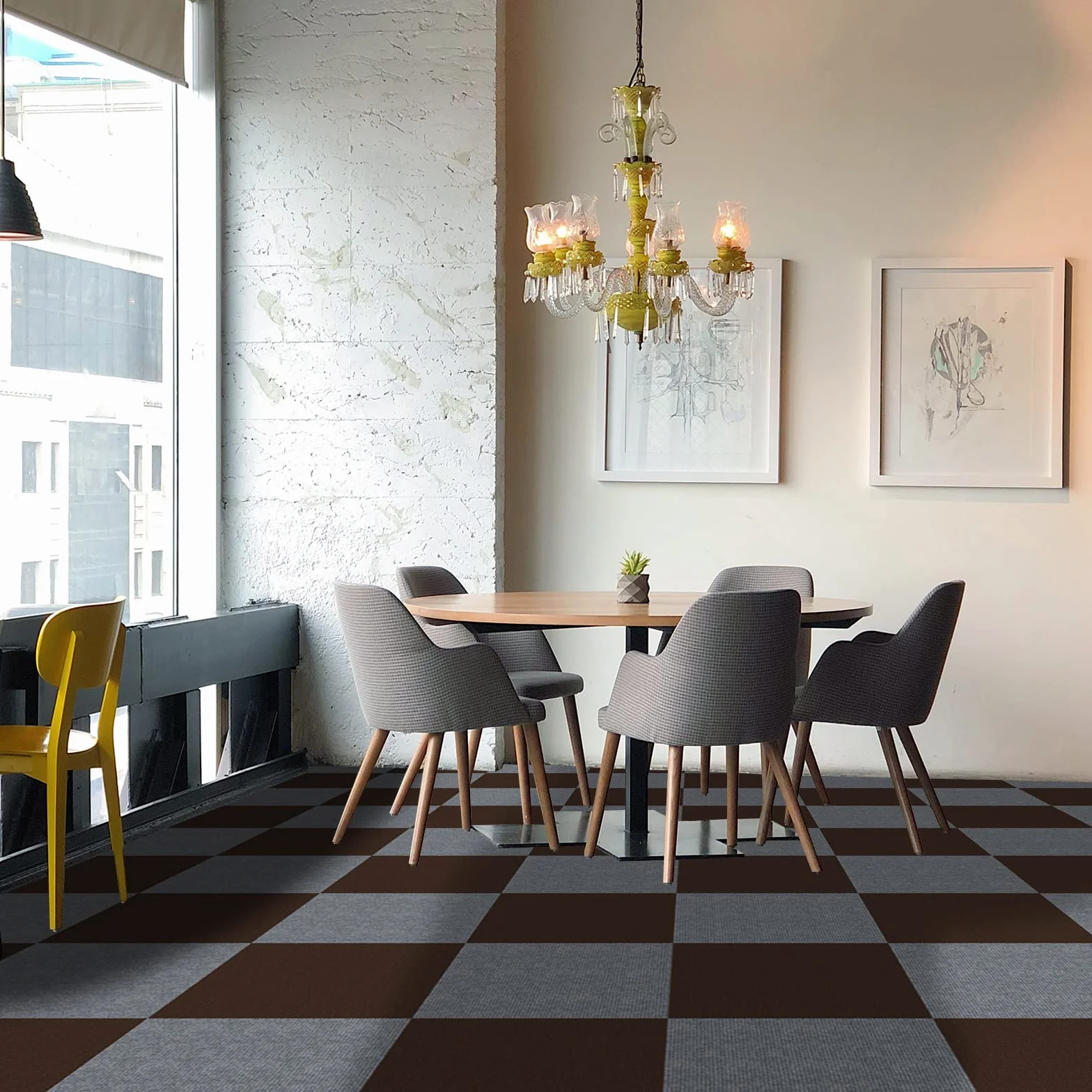 CUCOS Samoprzylepne płytki dywanowe, 30 x 30 cm, dywan dywanowy, łatwy do przycięcia, miękki dywan do salonu, biura i kuchni – 30 płytek w pudełku, 3 m², brązowe