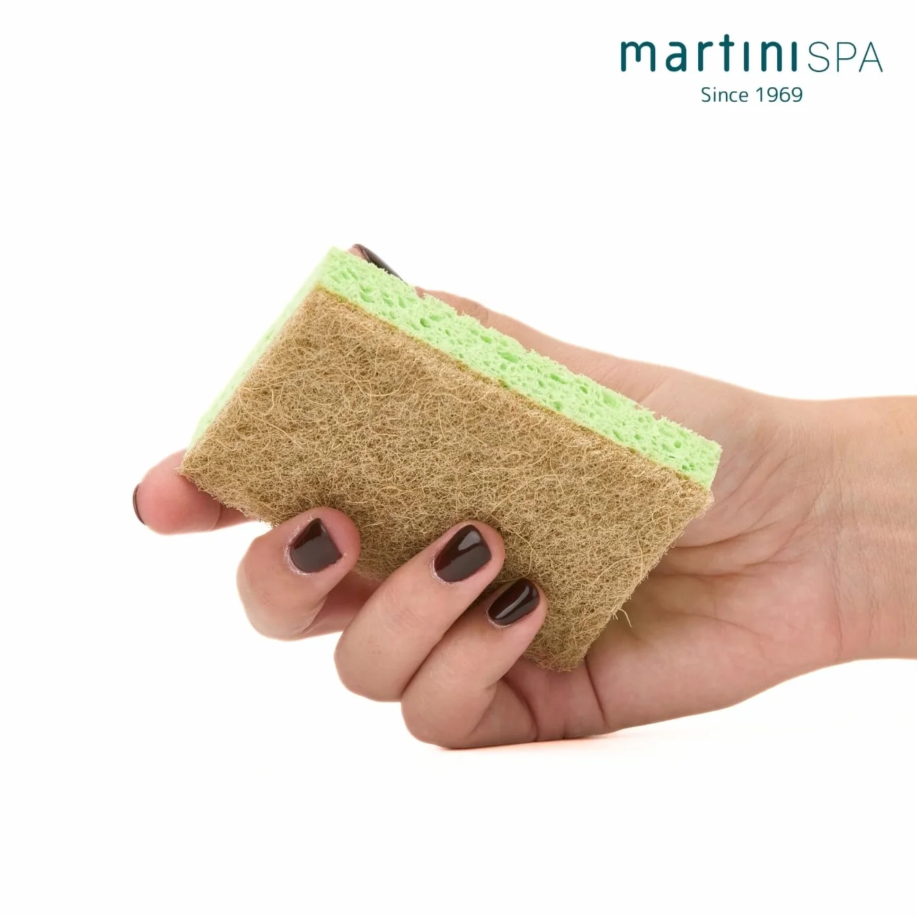 Mr.Eco Martinispa Podwójna gąbka – celuloza i odporne na zarysowania włókna, zielona, brązowa, 30 g