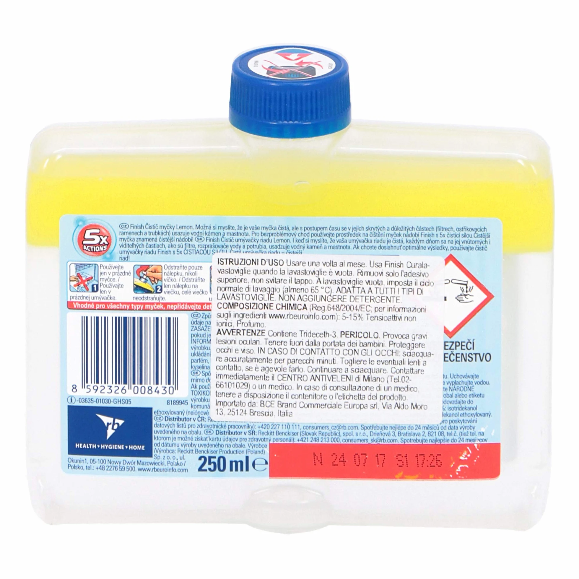 FINISH Lemon płyn do czyszczenia zmywarki, 250 ml