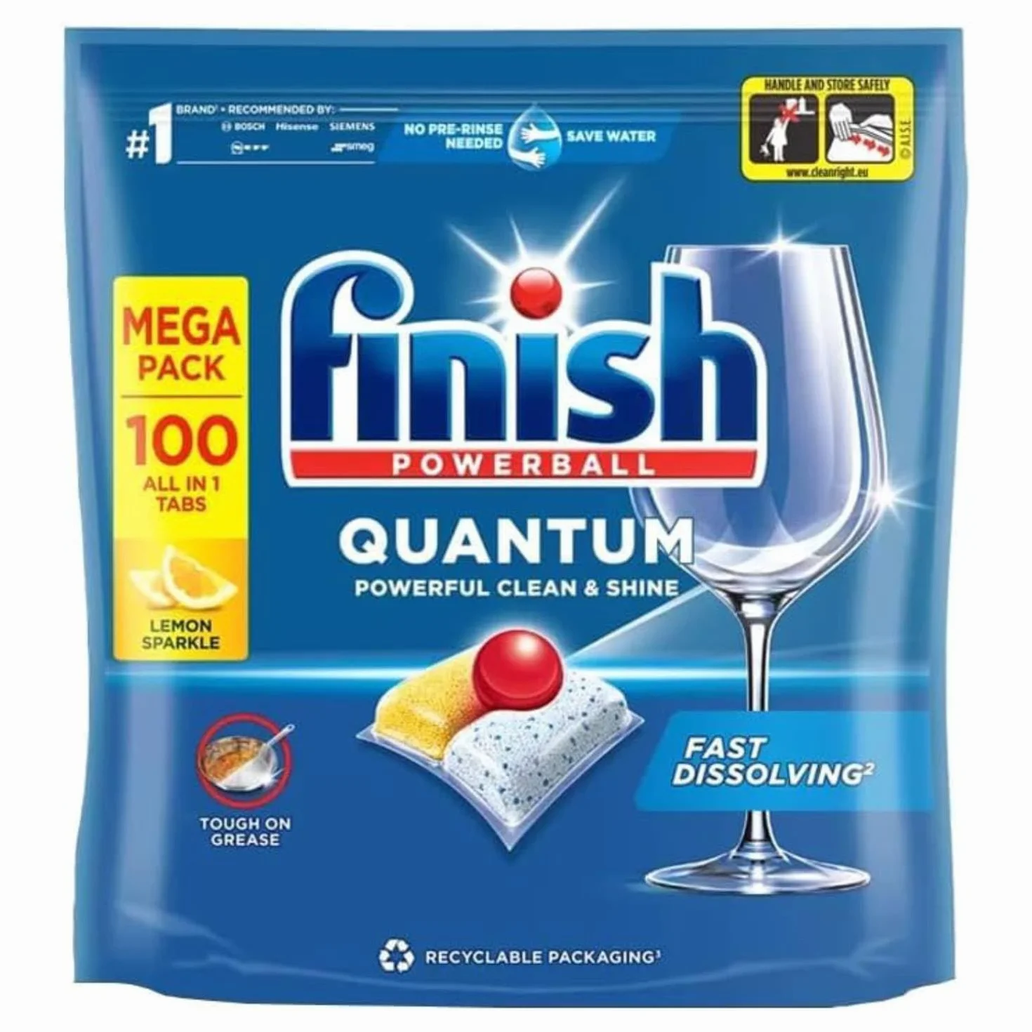 Finish Quantum Infinity Shine Tabletki do zmywarki luzem, zapach: cytryna, rozmiar: 100 tabletek do zmywarki, Sparkling Clean (cytryna)