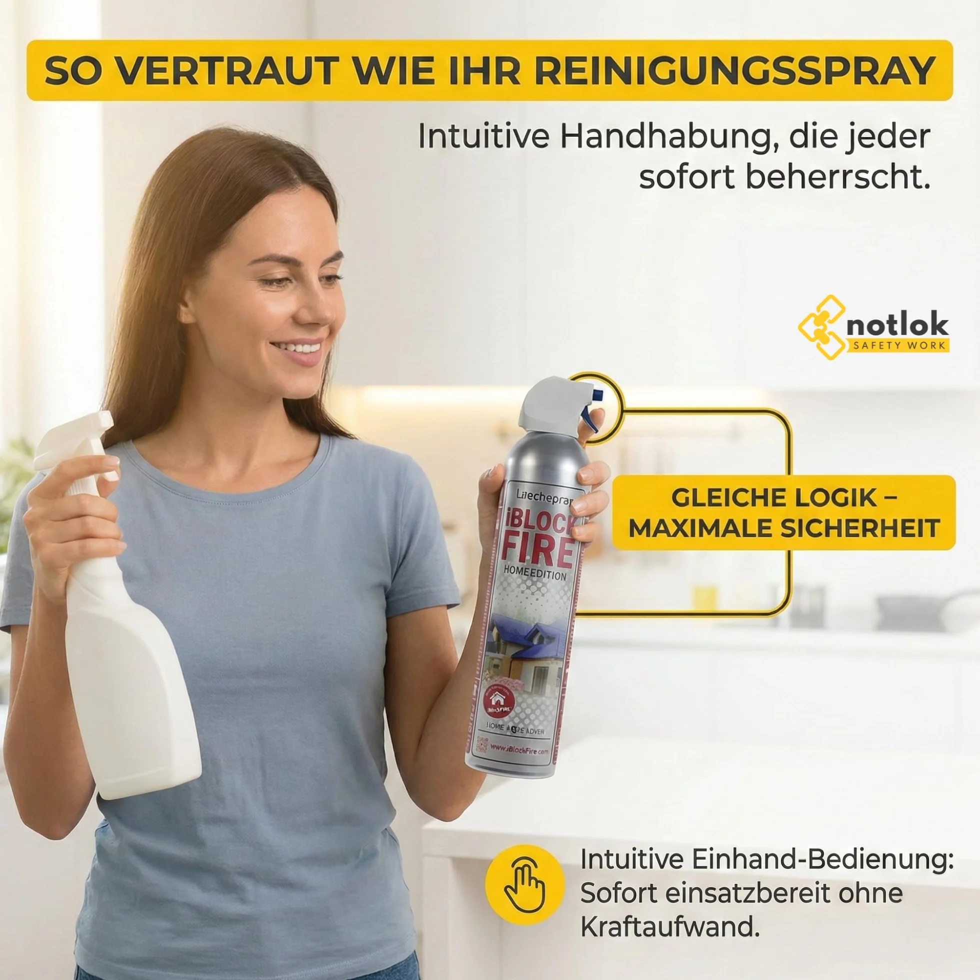 Spray gaśniczy 600 ml, gaśnica do pożarów klas A B C E F | iBlockFIRE Mała gaśnica piankowo-żelowa do domu, kuchni i samochodu, Tłuszcz, sprzęt elektryczny, ochrona przeciwpożarowa