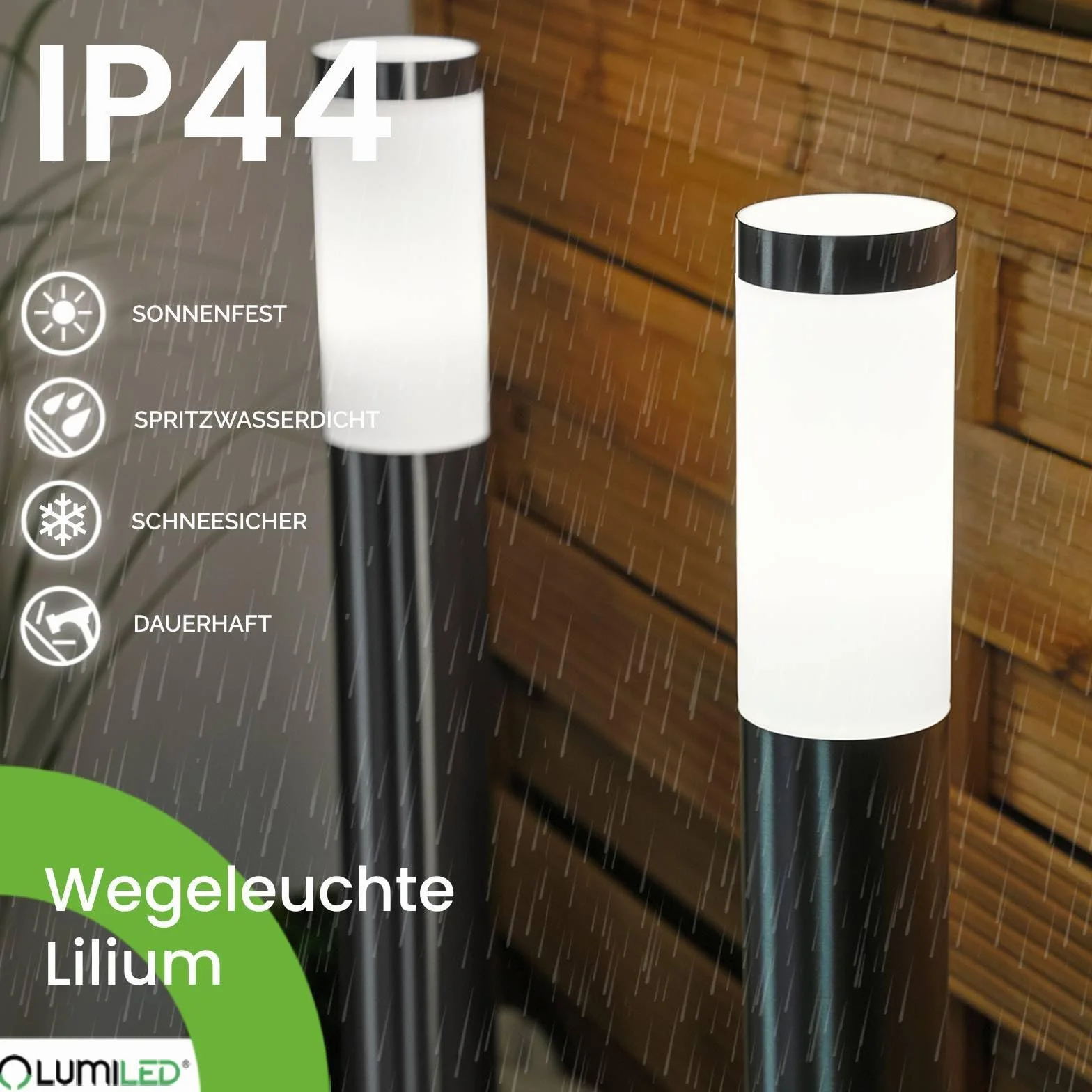 Lumiled Lampa zewnętrzna na ścieżkę, lampa cokołowa, zewnętrzna, lampa stojąca, lampa ogrodowa, lampa stojąca, 65 cm, IP44, czarna, stal nierdzewna, E27, oprawa, lampa słupkowa