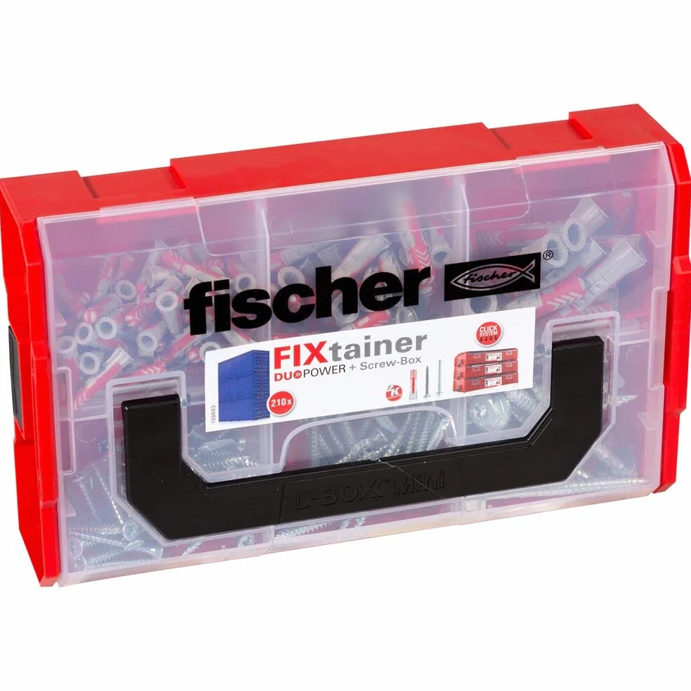 fischer FixTainer DuoPower ze śrubą, zestaw do mocowania 210 śrub i kołków (60x6x30, 30x8x40, 15x10x50)