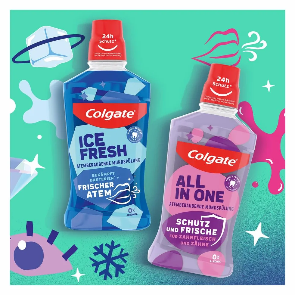 Colgate Fresh Breath zestaw 6 butelek do płukania jamy ustnej 500 ml – natychmiastowa i długotrwała świeżość bez przypalenia