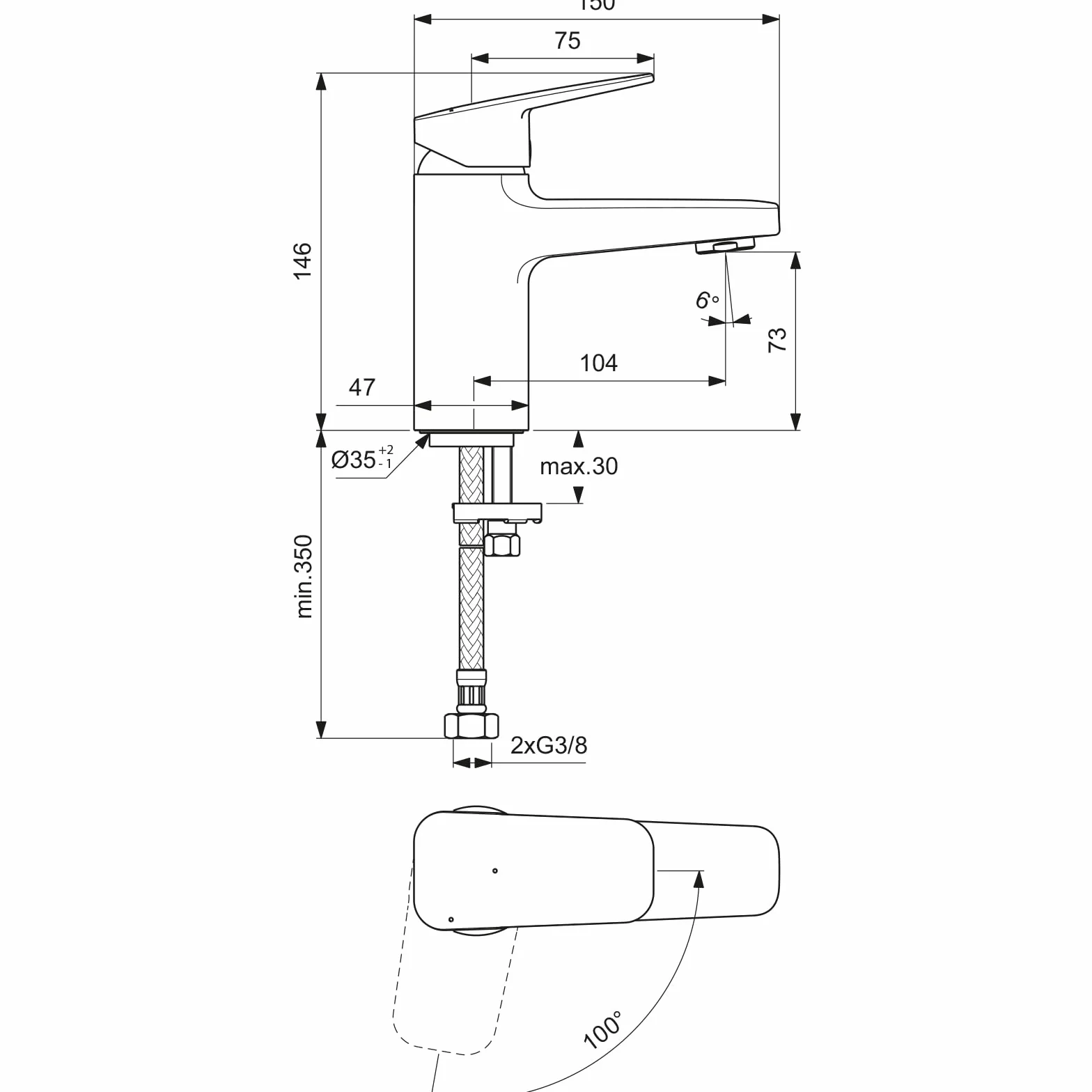 Ideal Standard BD211AA Ceraplan bateria umywalkowa bez zestawu odpływowego