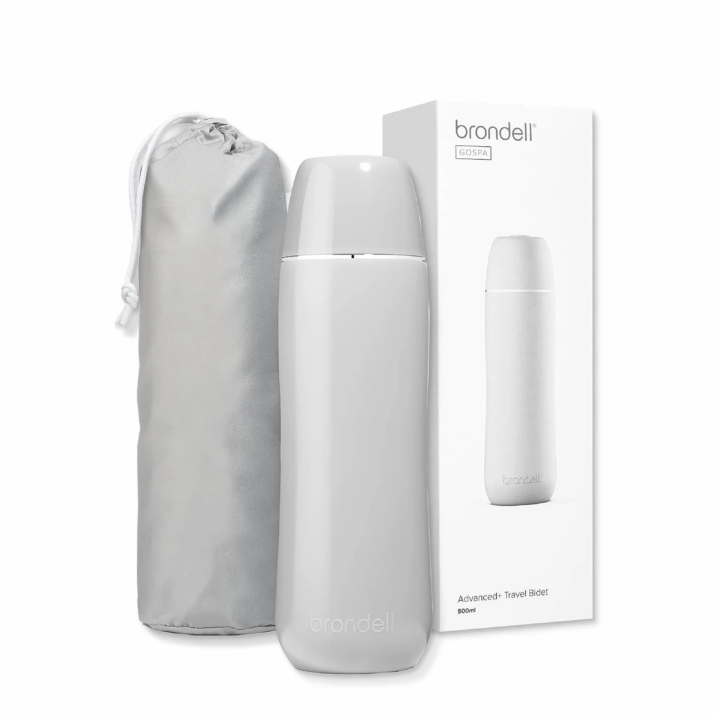 Brondell GoSpa zaawansowany przenośny bidet na podróż – wysokiej jakości kompaktowy bidet z dyskretną torbą podróżną do wygodnego przechowywania – 500 ml, szary