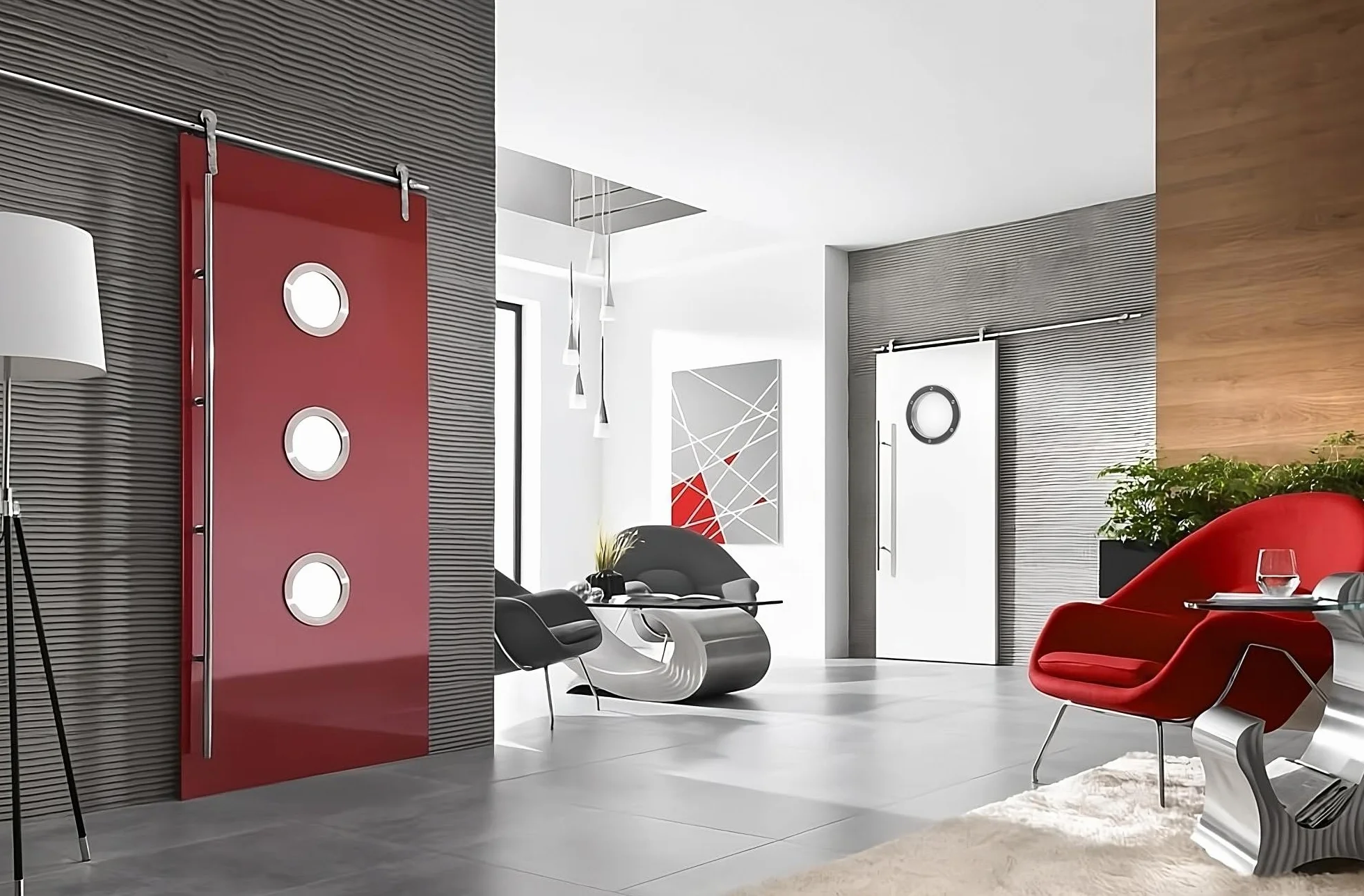 MLS B4000 AN Bulaj do Drzwi, z Wytrzymałego Aluminium, Bezpieczne Szkło VSG, Odpowiedni do Drzwi o Grubości 40 mm, Widoczne Śruby Montażowe, Naturalne Aluminium, Średnica 300 mm, Szkło Matowe