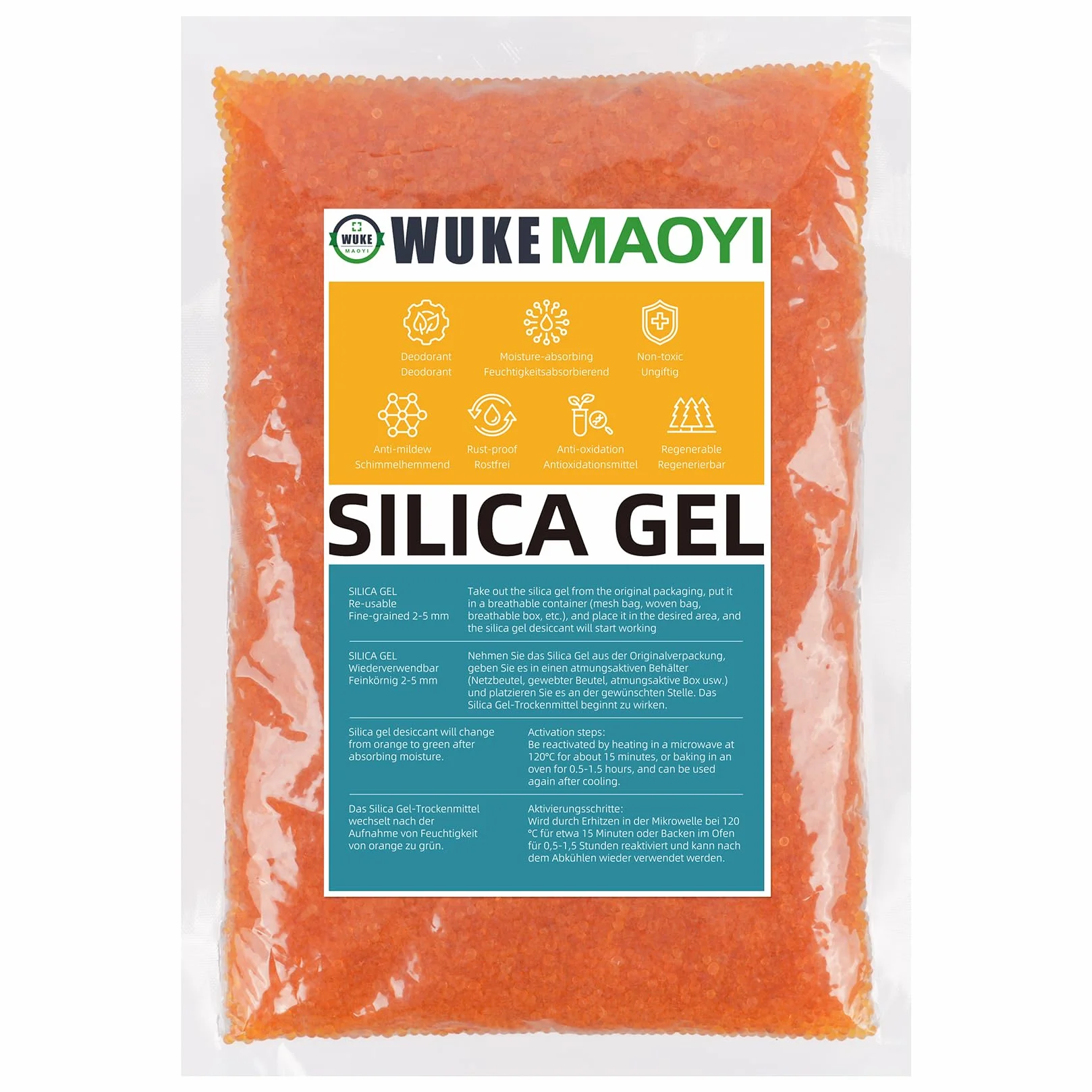 400 g żel krzemionkowy, wielokrotnego użytku, worek z żelu krzemionkowego, środek osuszający, kulki krzemionkowe, żel krzemionkowy, do przechowywania ubrań, urządzeń, osuszaczy samochodowych, ze